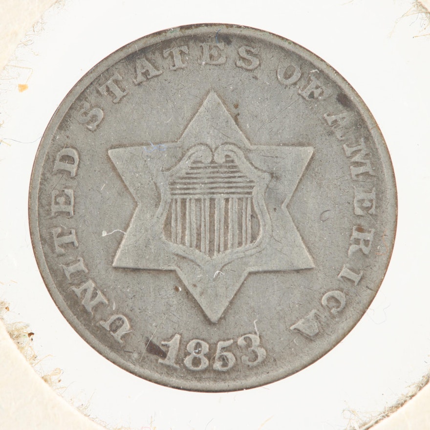 1853 Silver 3-Cent "Trime" Coin