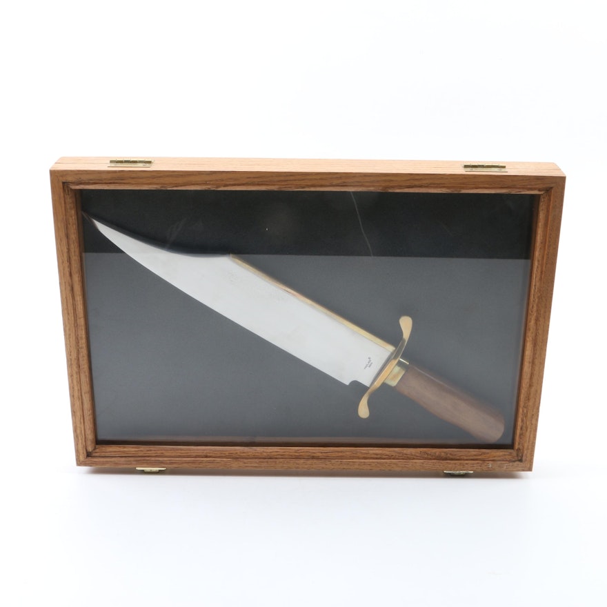 Fixed Blade Bowie Inspired Knife with Wooden Handle and Case