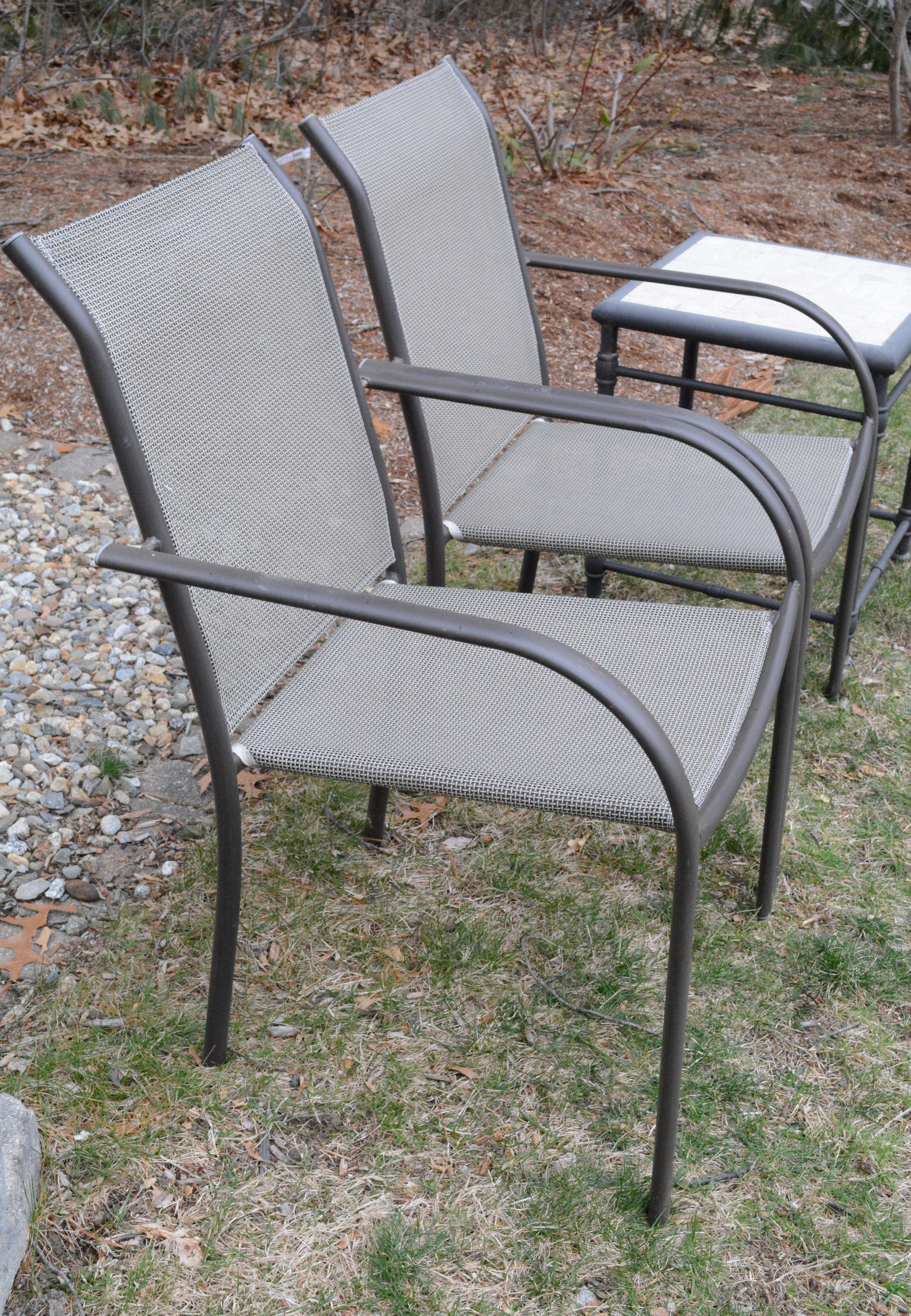 Metal Patio Armchairs with Side Table