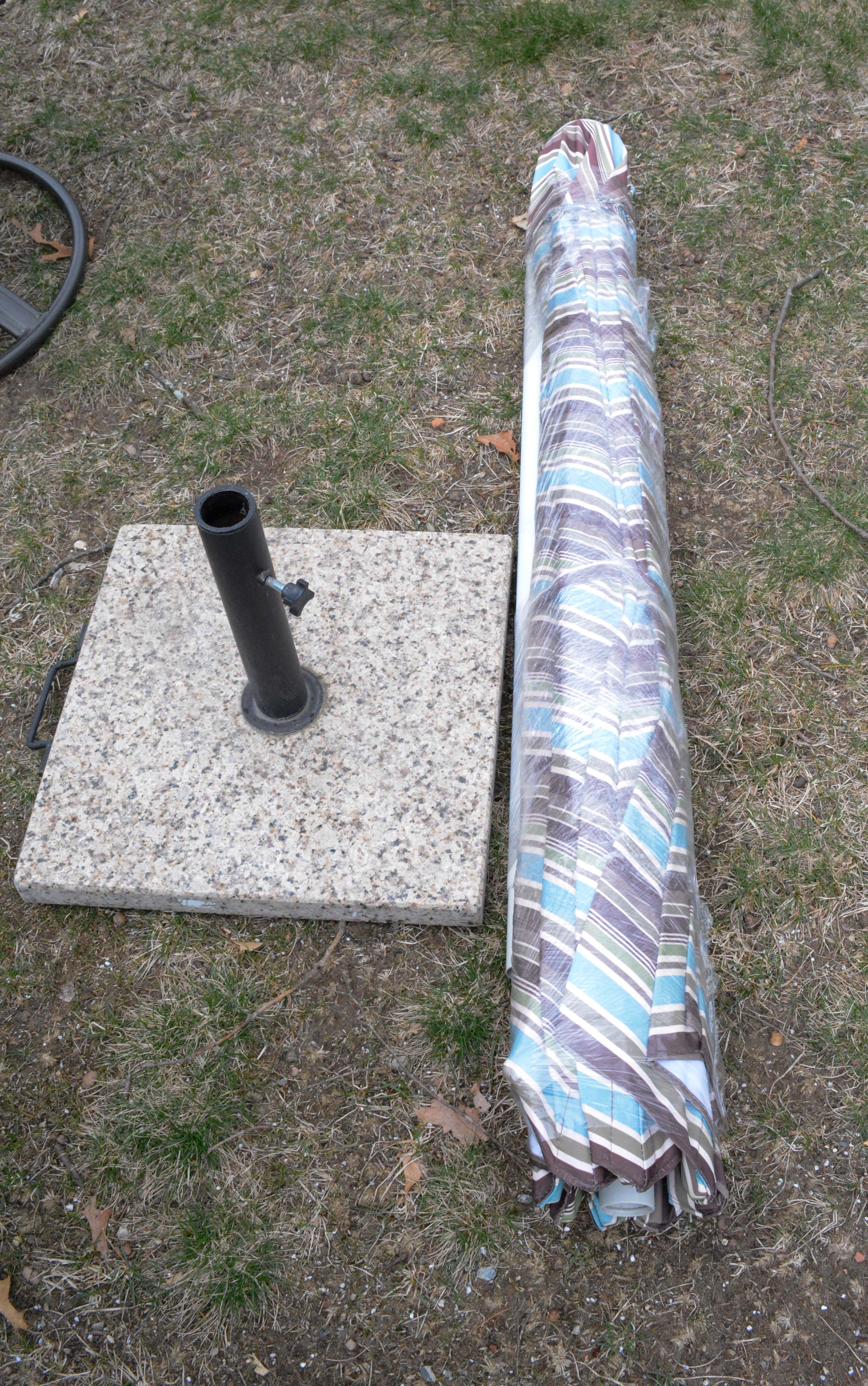 Martha Stewart Living Patio Table and Chairs with Umbrella and Stand