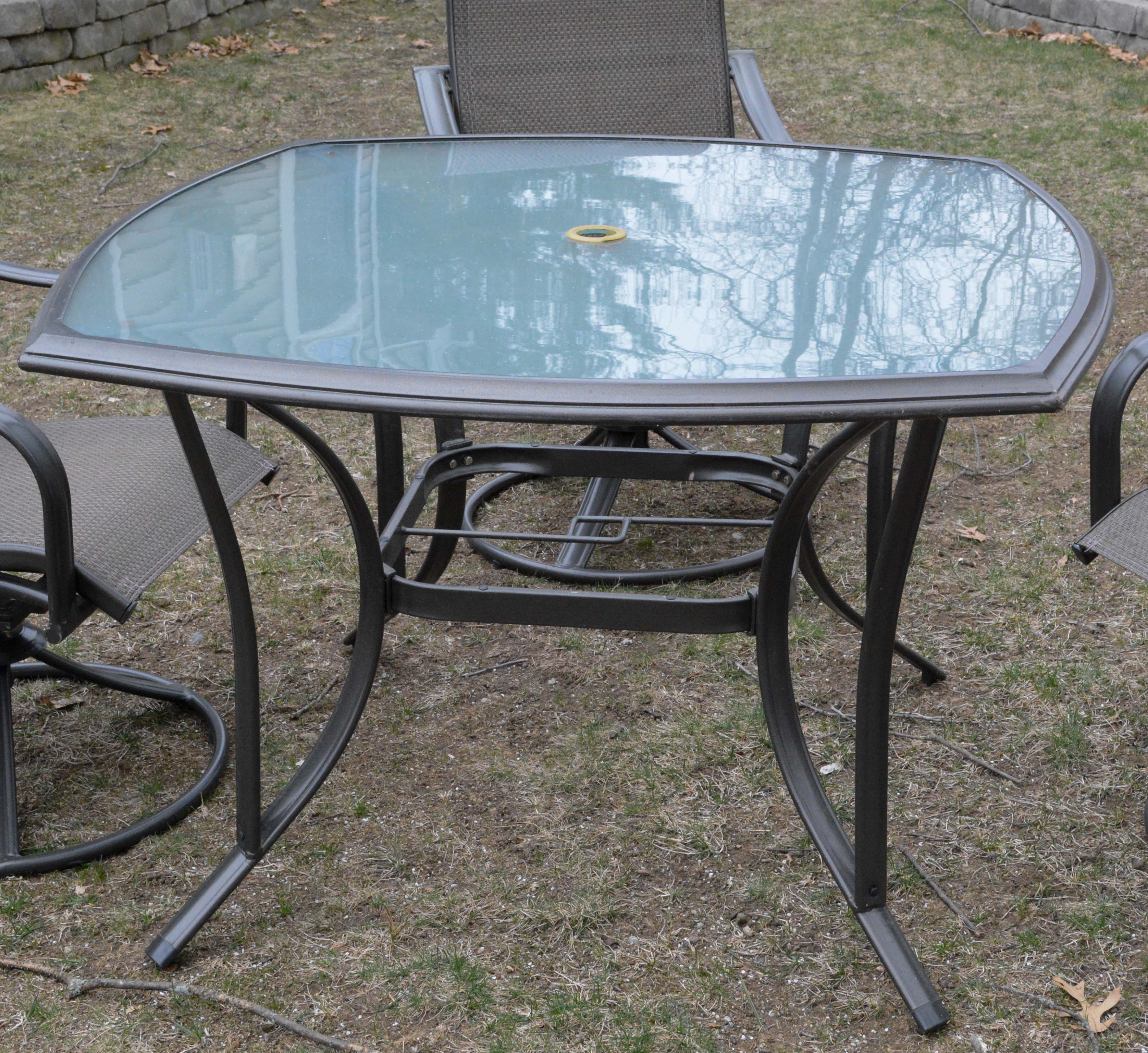 Martha Stewart Living Patio Table and Chairs with Umbrella and Stand