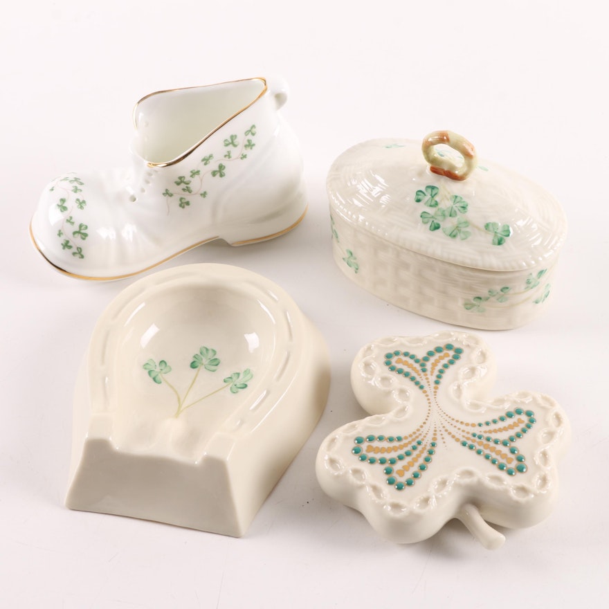 Belleek, Lenox and Royal Stuart Shamrock-Themed Porcelain Decor