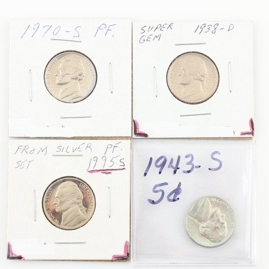 Four Proof and Uncirculated Jefferson Nickels