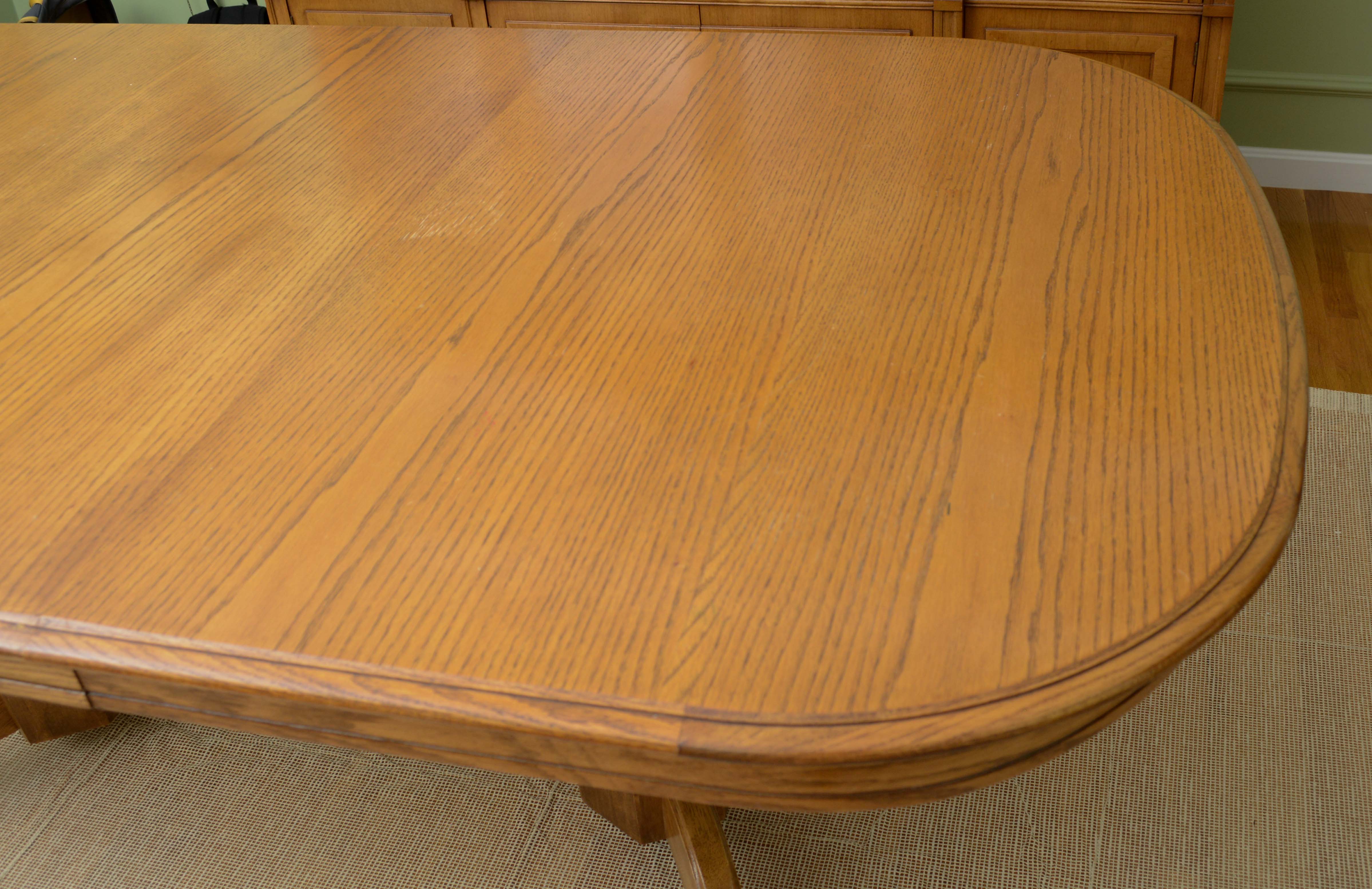 Oak Top Pedestal Dining Table