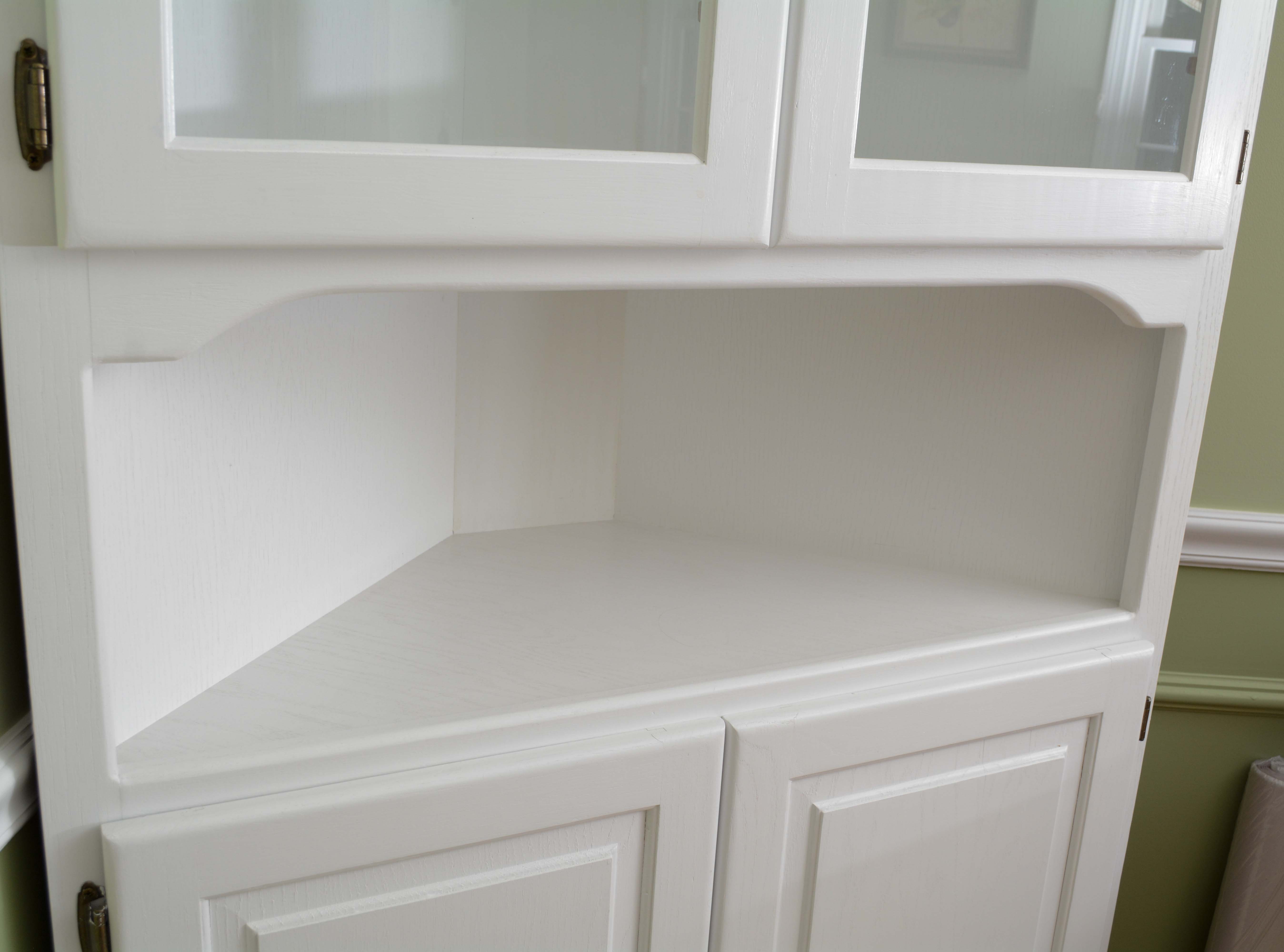 White Painted Wood Corner Cabinet