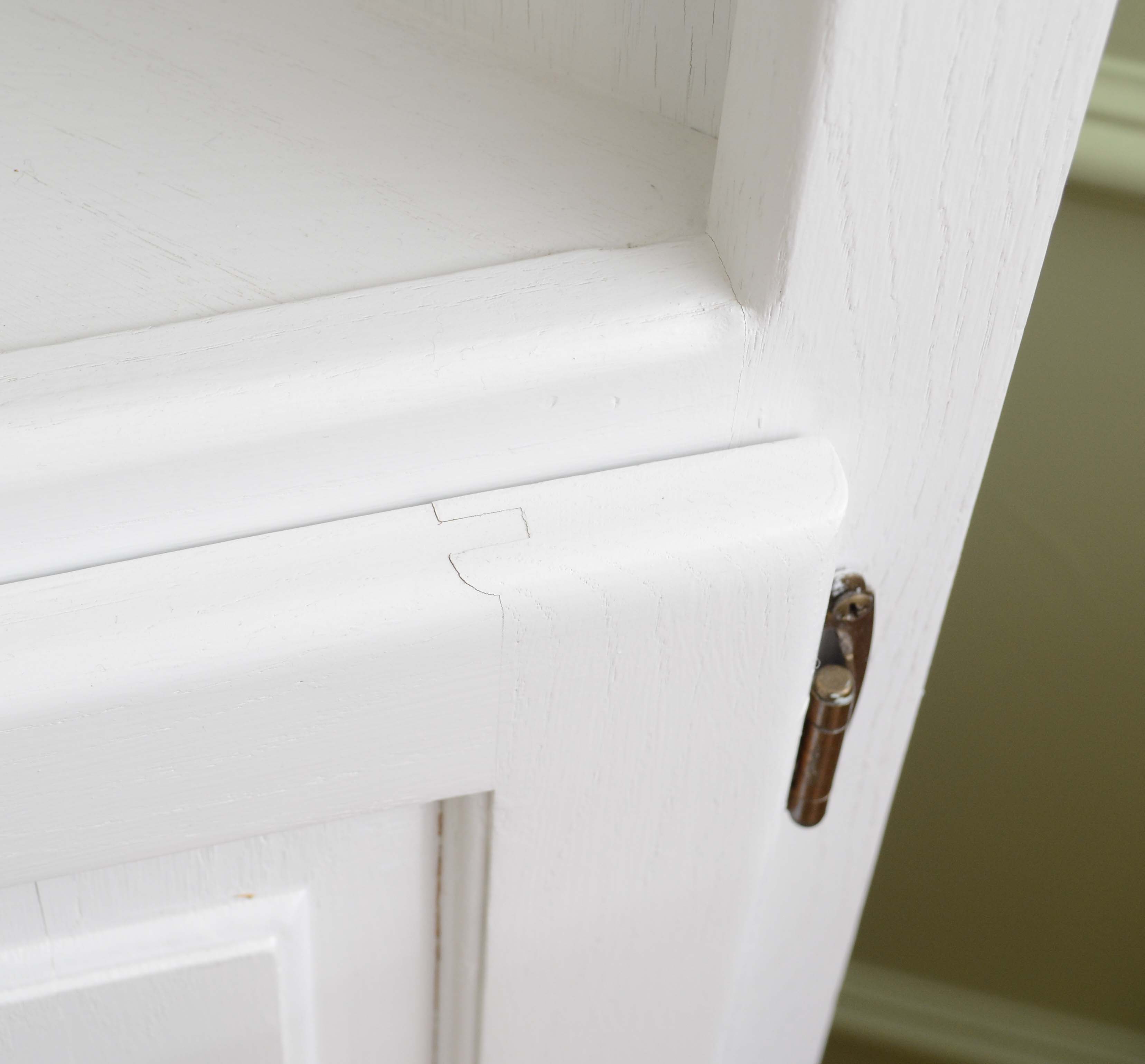 White Painted Wood Corner Cabinet