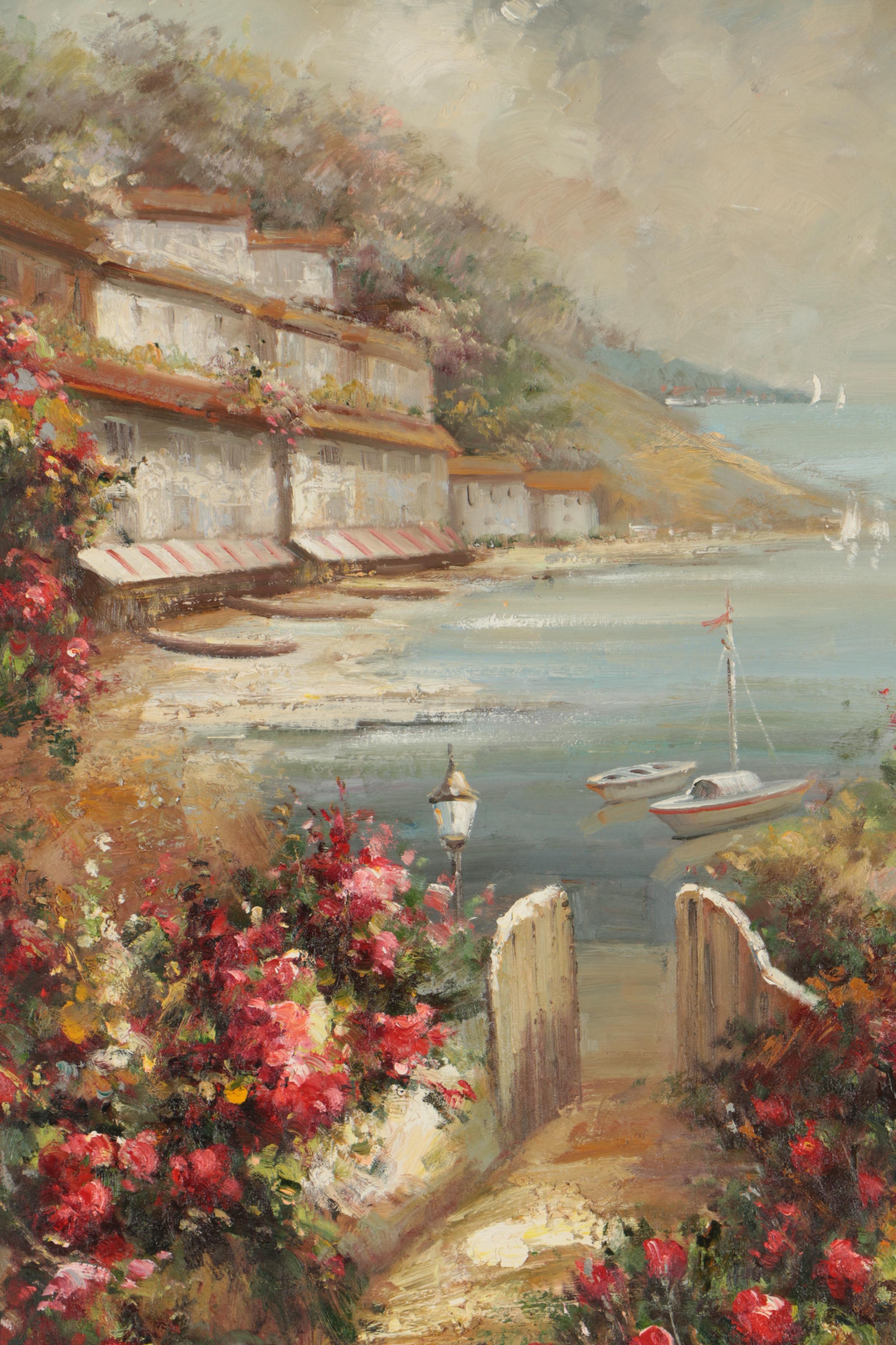 Oil Painting of Coastal Village
