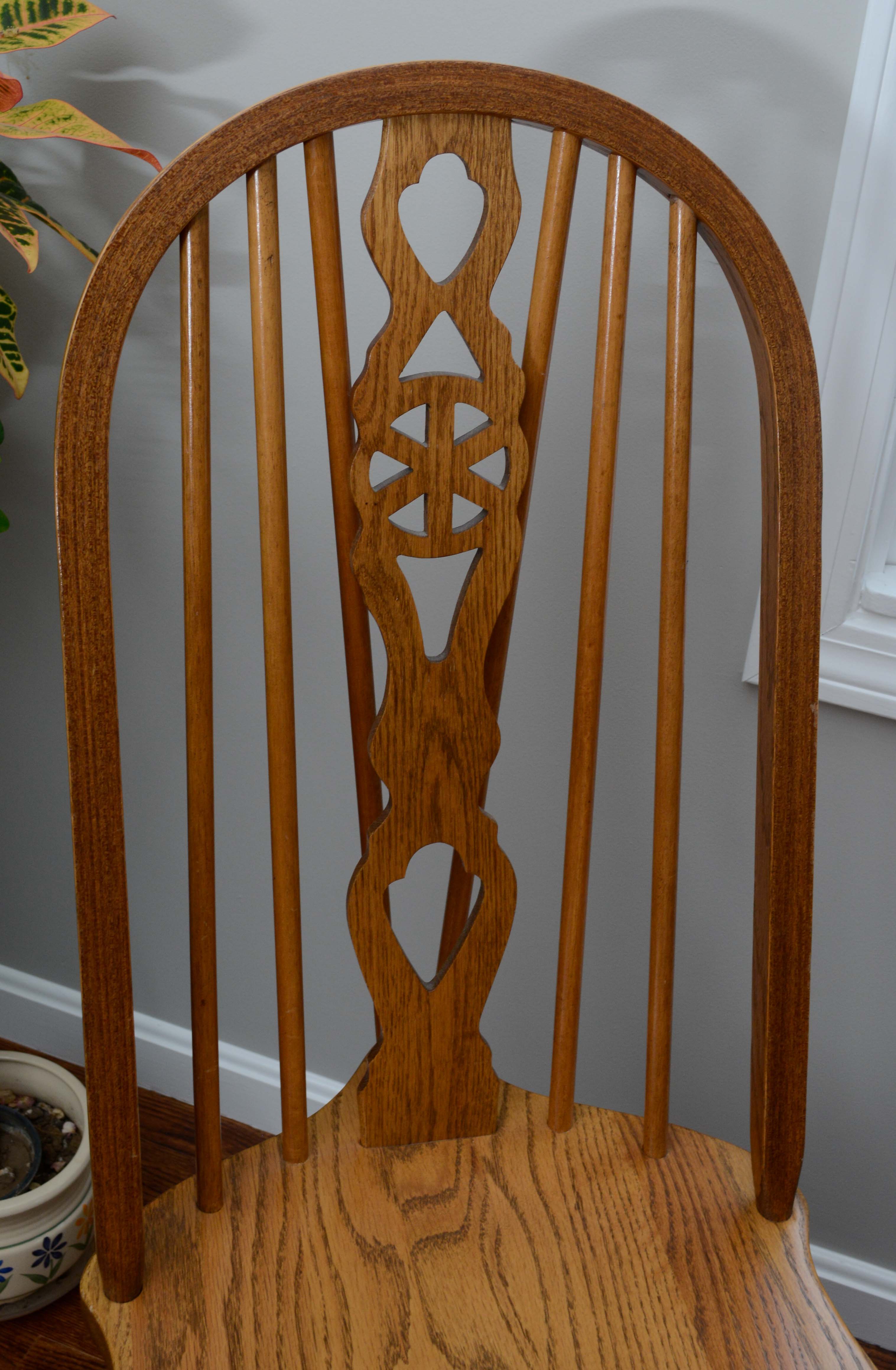 Pierced Splat Spindle Back Dining Chairs
