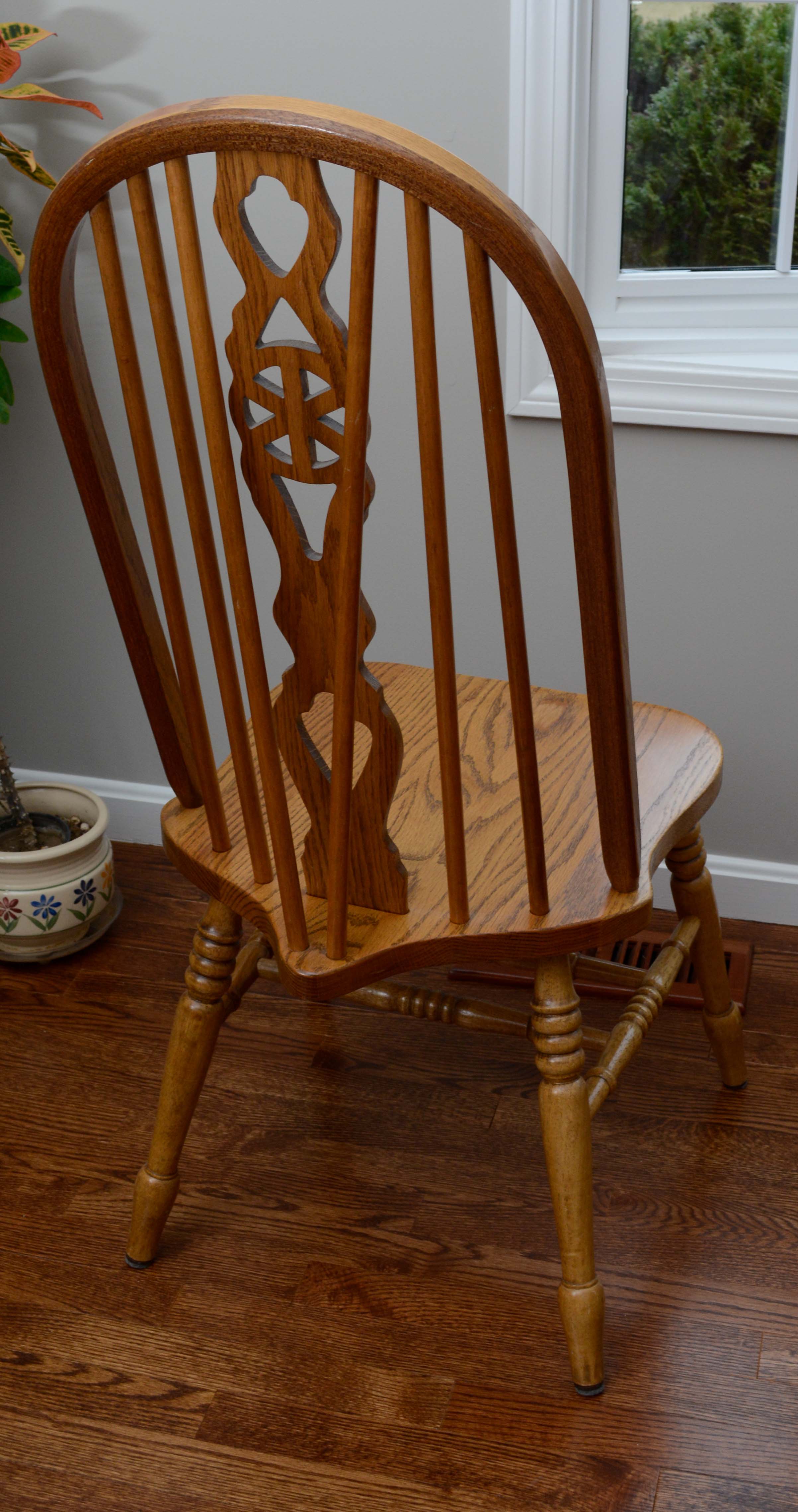 Pierced Splat Spindle Back Dining Chairs