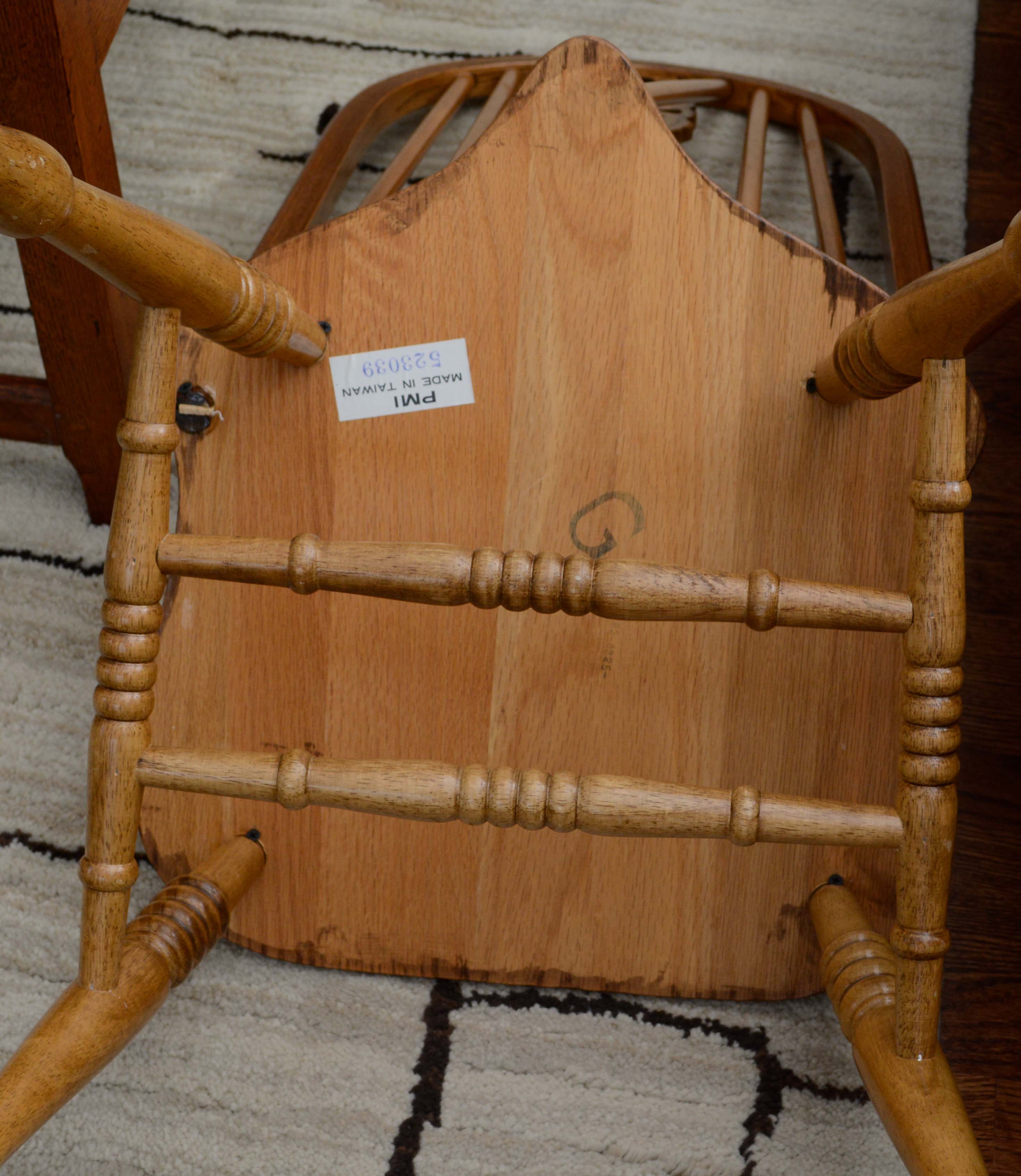 Pierced Splat Spindle Back Dining Chairs