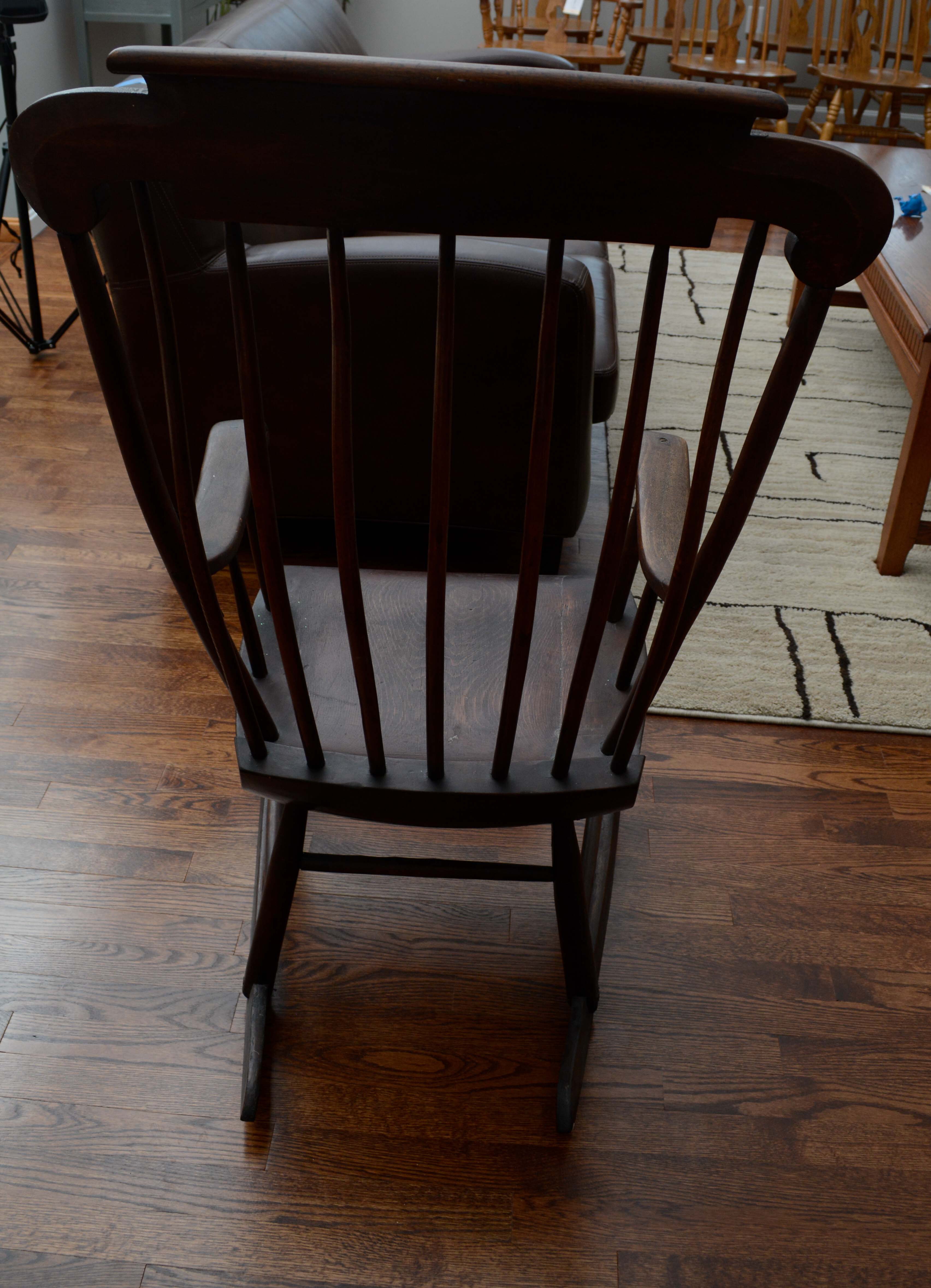 Dark Stained Wooden Rocking Chair
