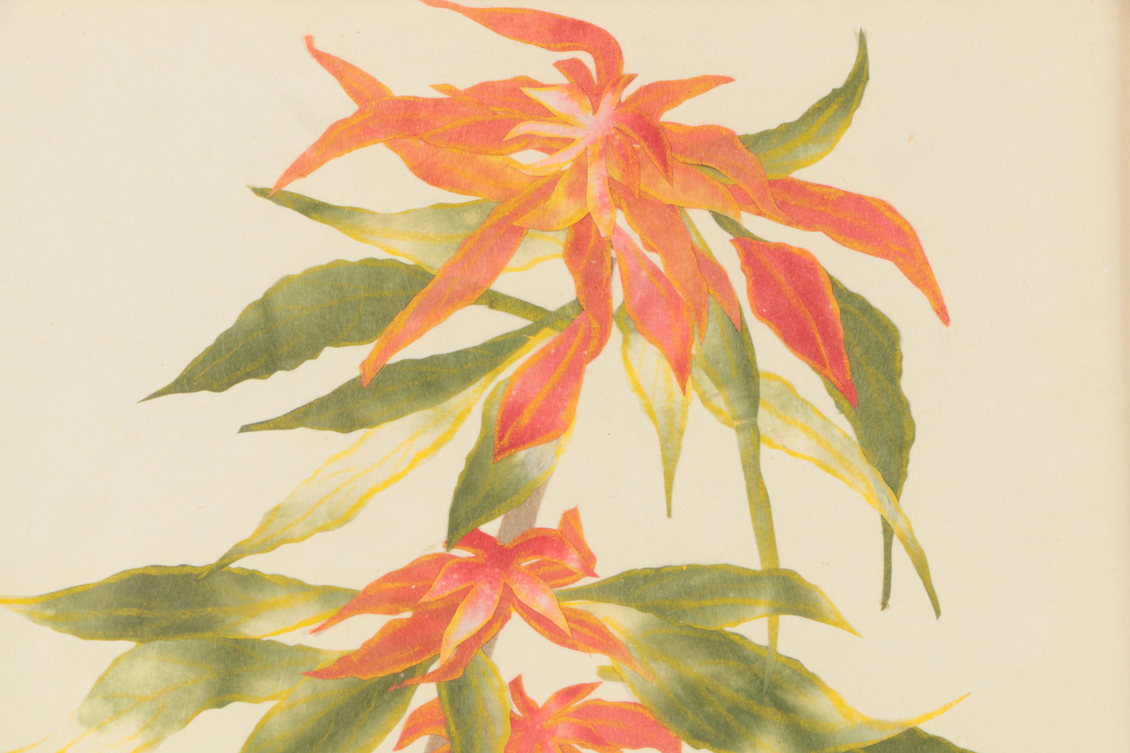 Japanese Watercolor and Pastel Collage on Rice Paper