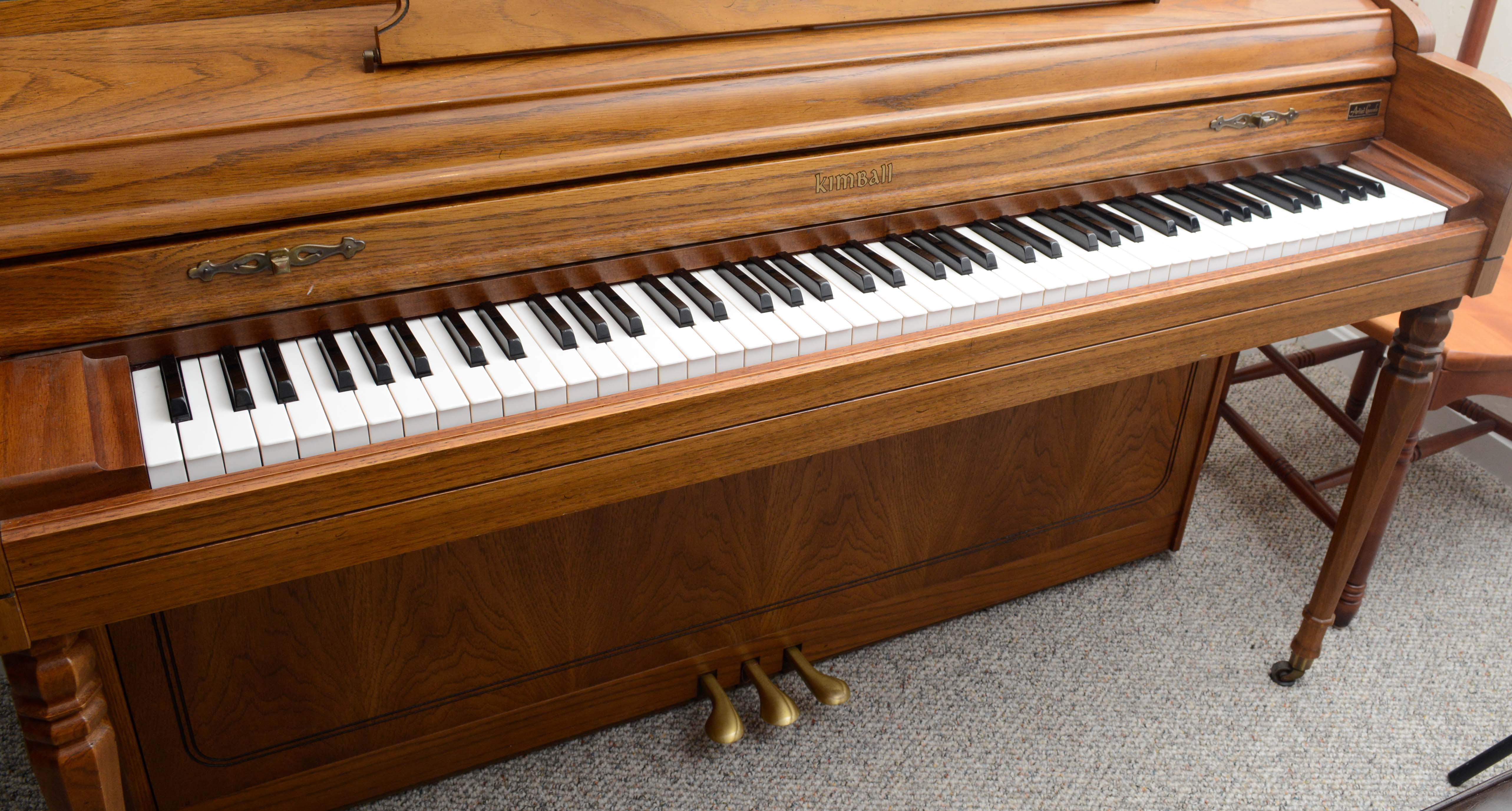 Vintage Kimball Upright Console Piano with Bench