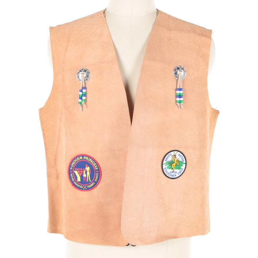 Men's Western Inspired Cowhide Vest with Patches