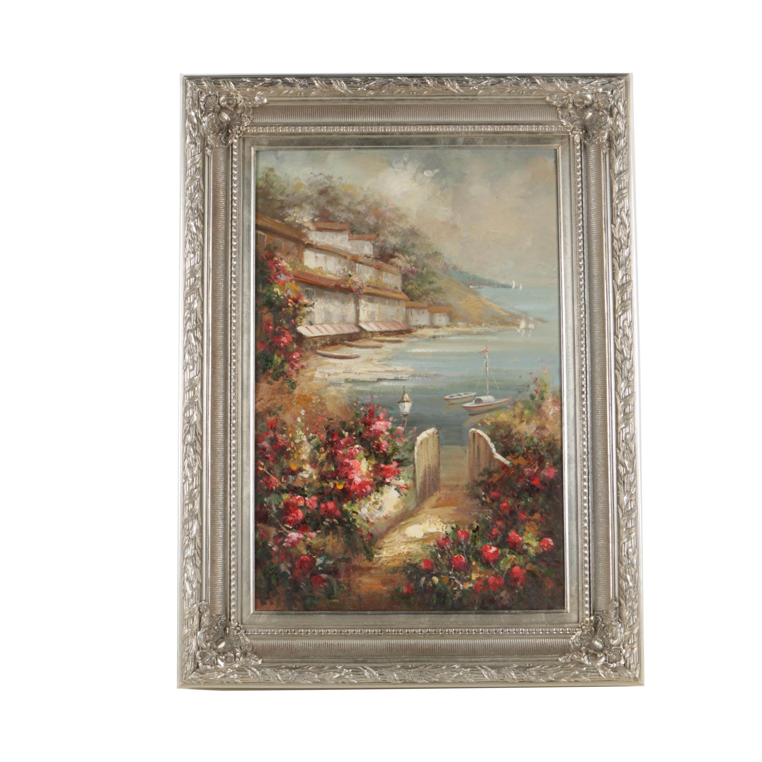 Oil Painting of Coastal Village