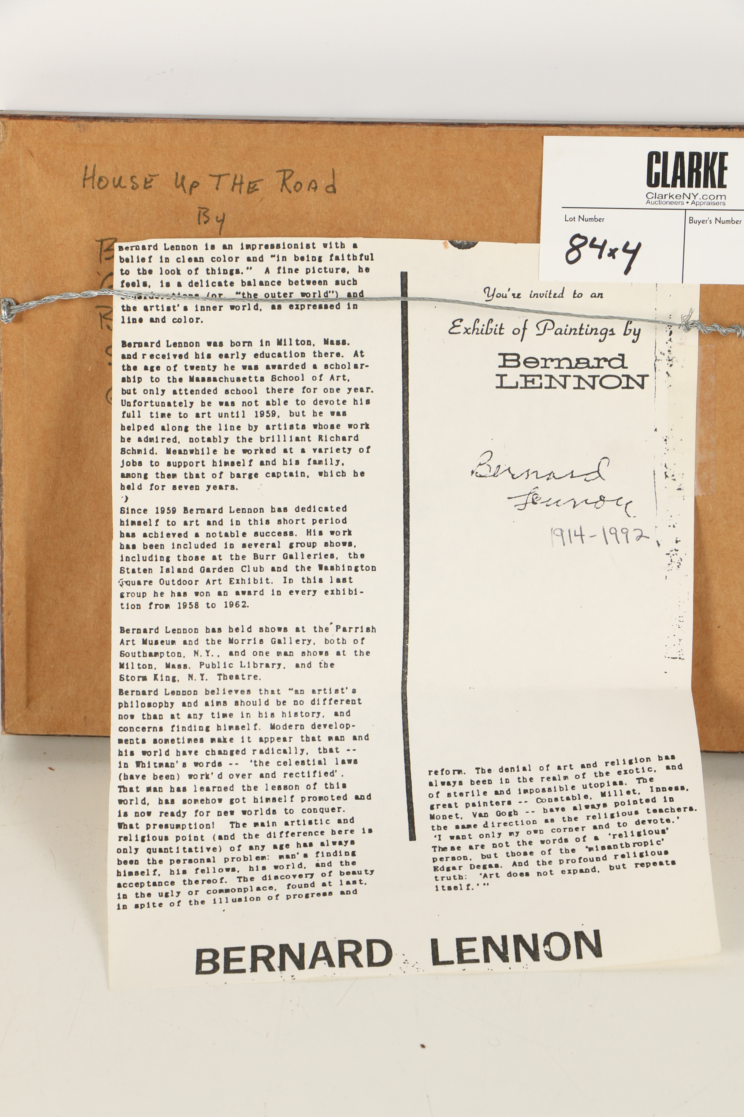 Bernard Lennon Oil Painting "House Up the Road"