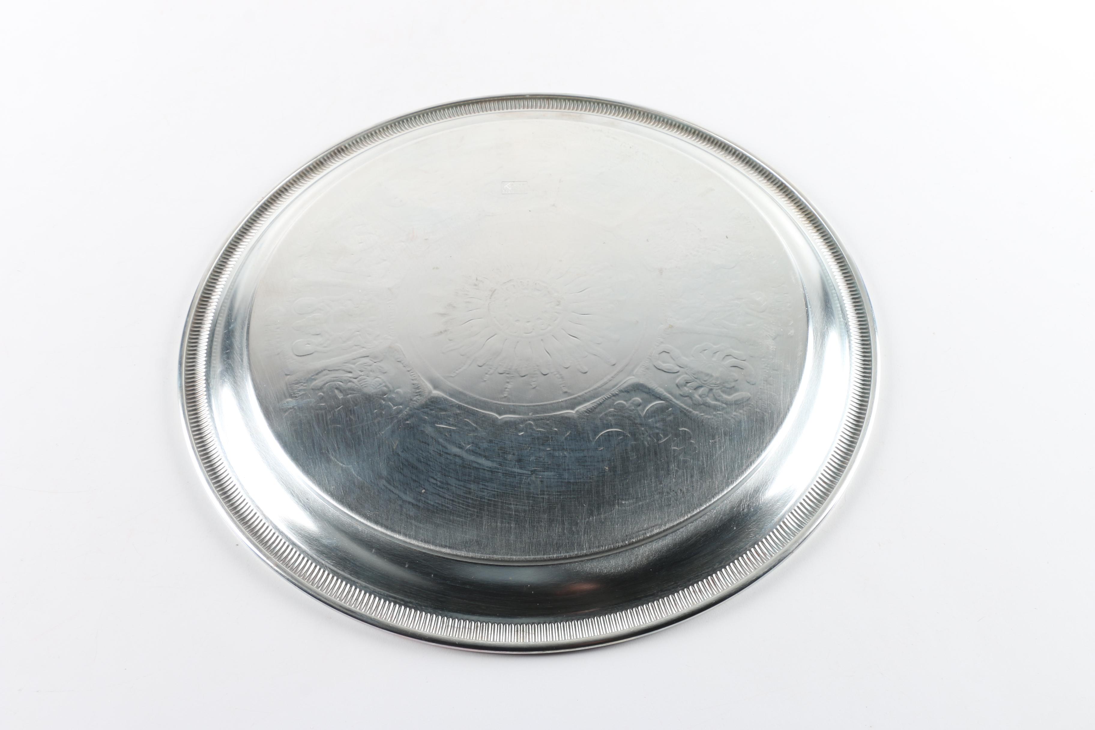 Kent Silversmiths Astrological Theme Silver Plate Platter and Other Platter