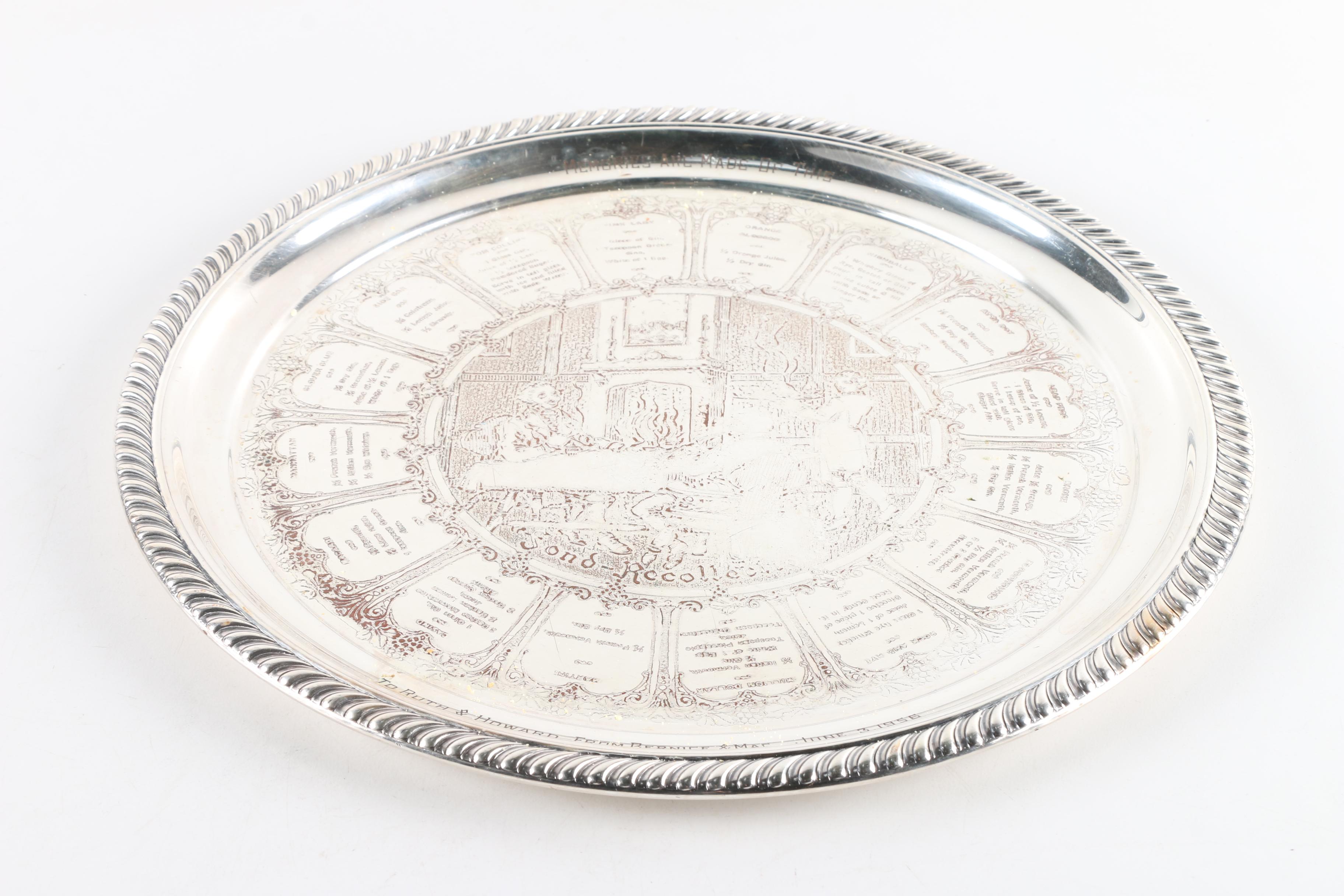 Kent Silversmiths Astrological Theme Silver Plate Platter and Other Platter