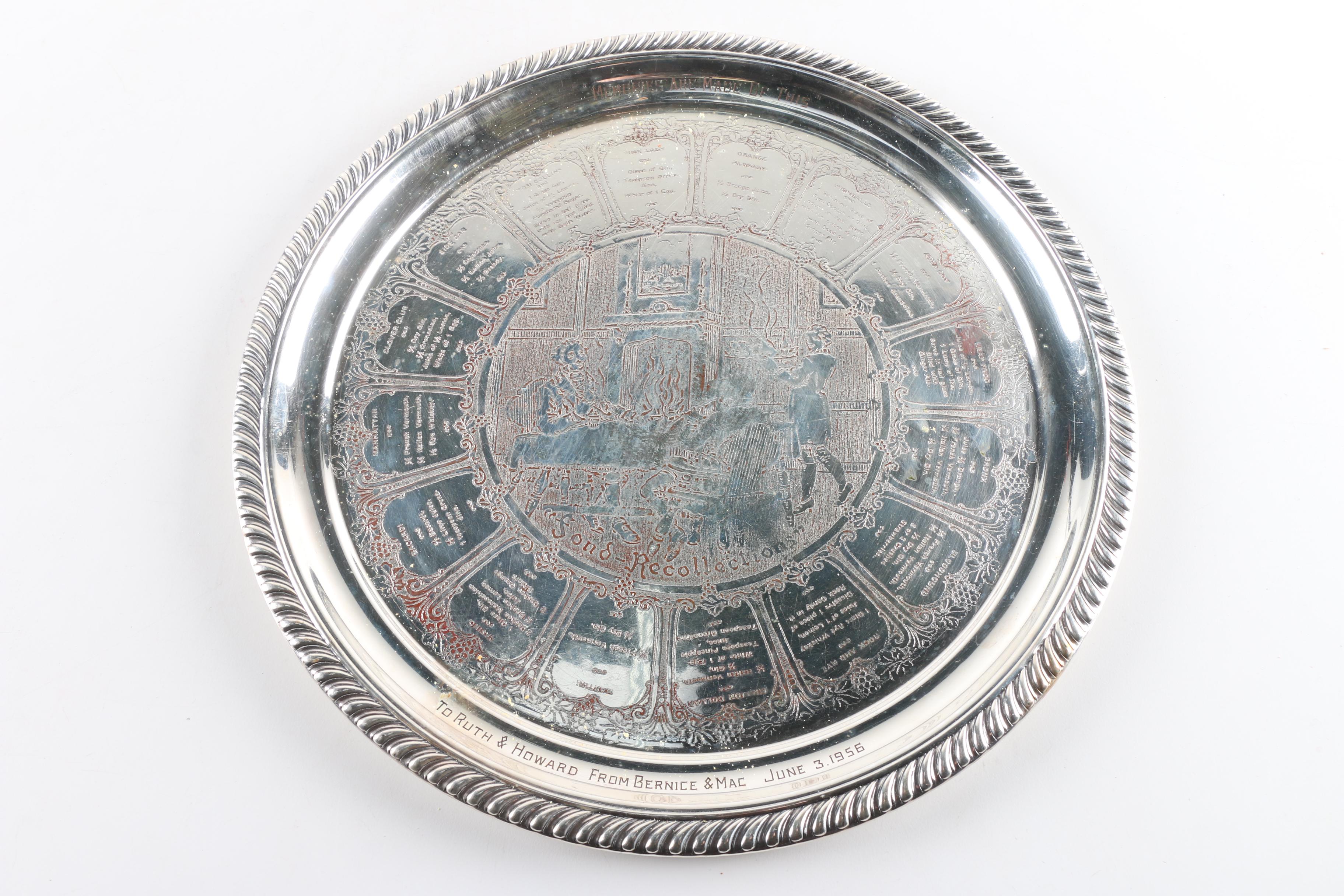 Kent Silversmiths Astrological Theme Silver Plate Platter and Other Platter