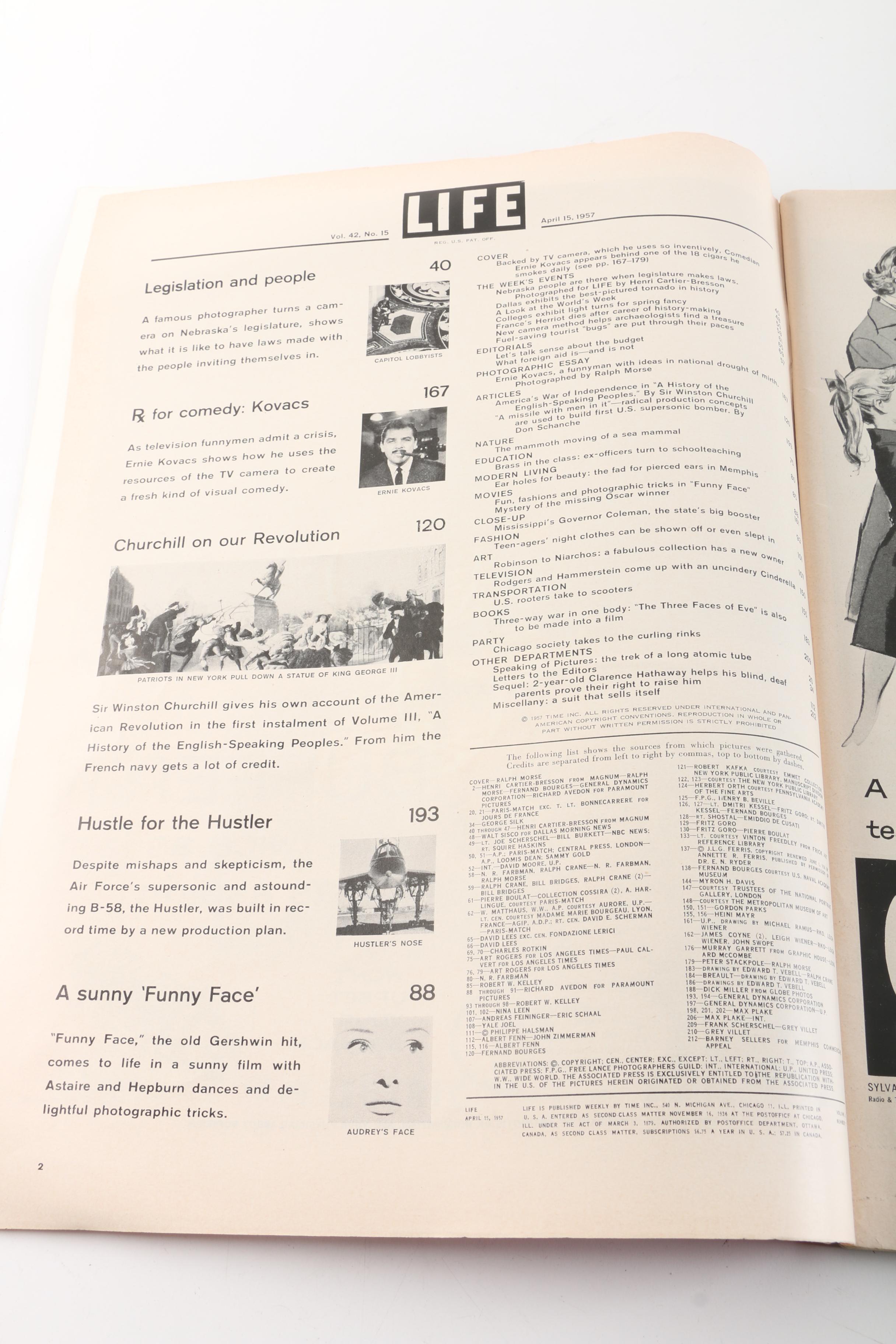 April 15, 1957 "Life" Magazine Featuring Ernie Kovacs and Sir Winston Churchill