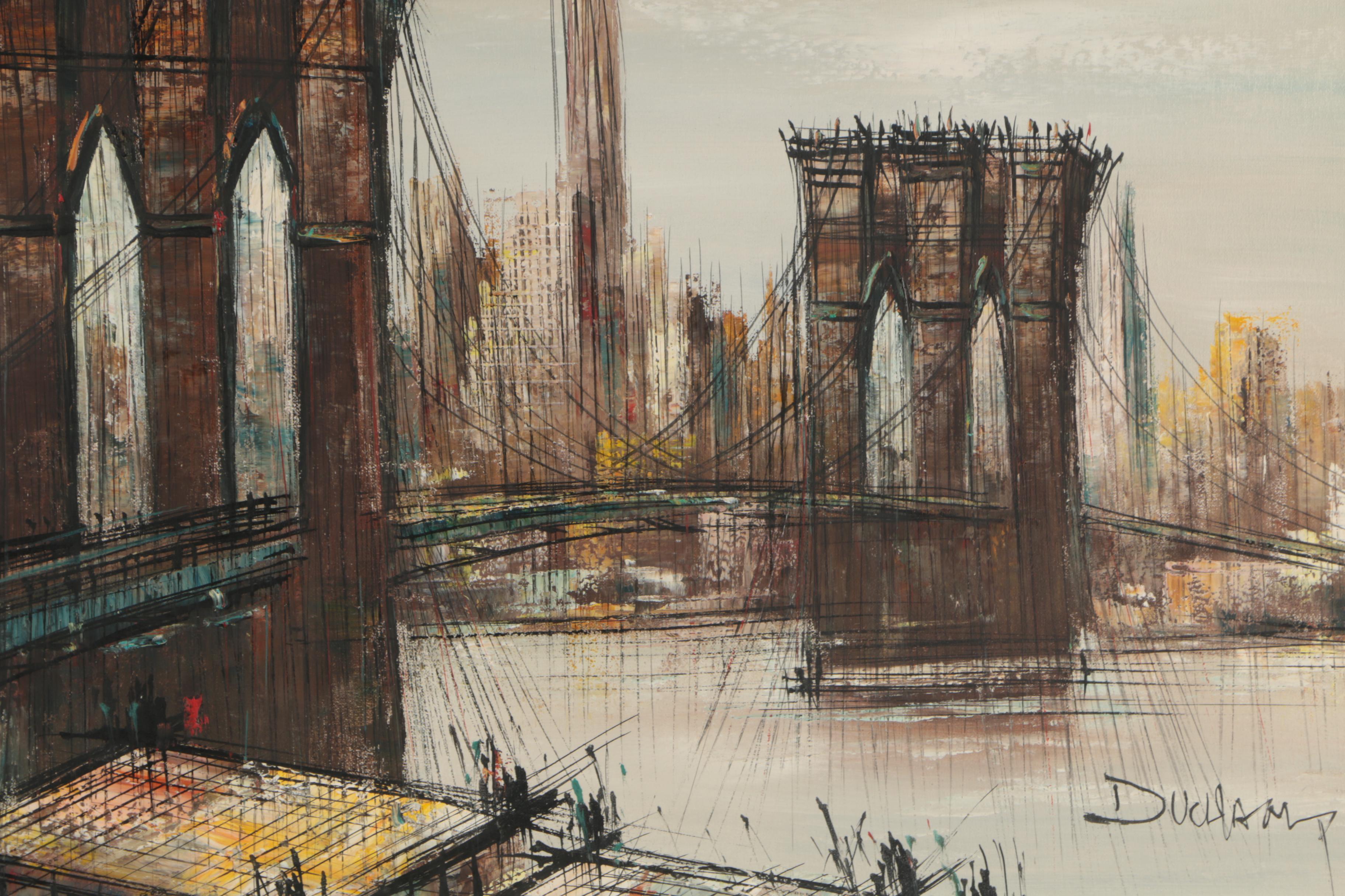 Suzanne Duchamp Oil Painting of Brooklyn Bridge
