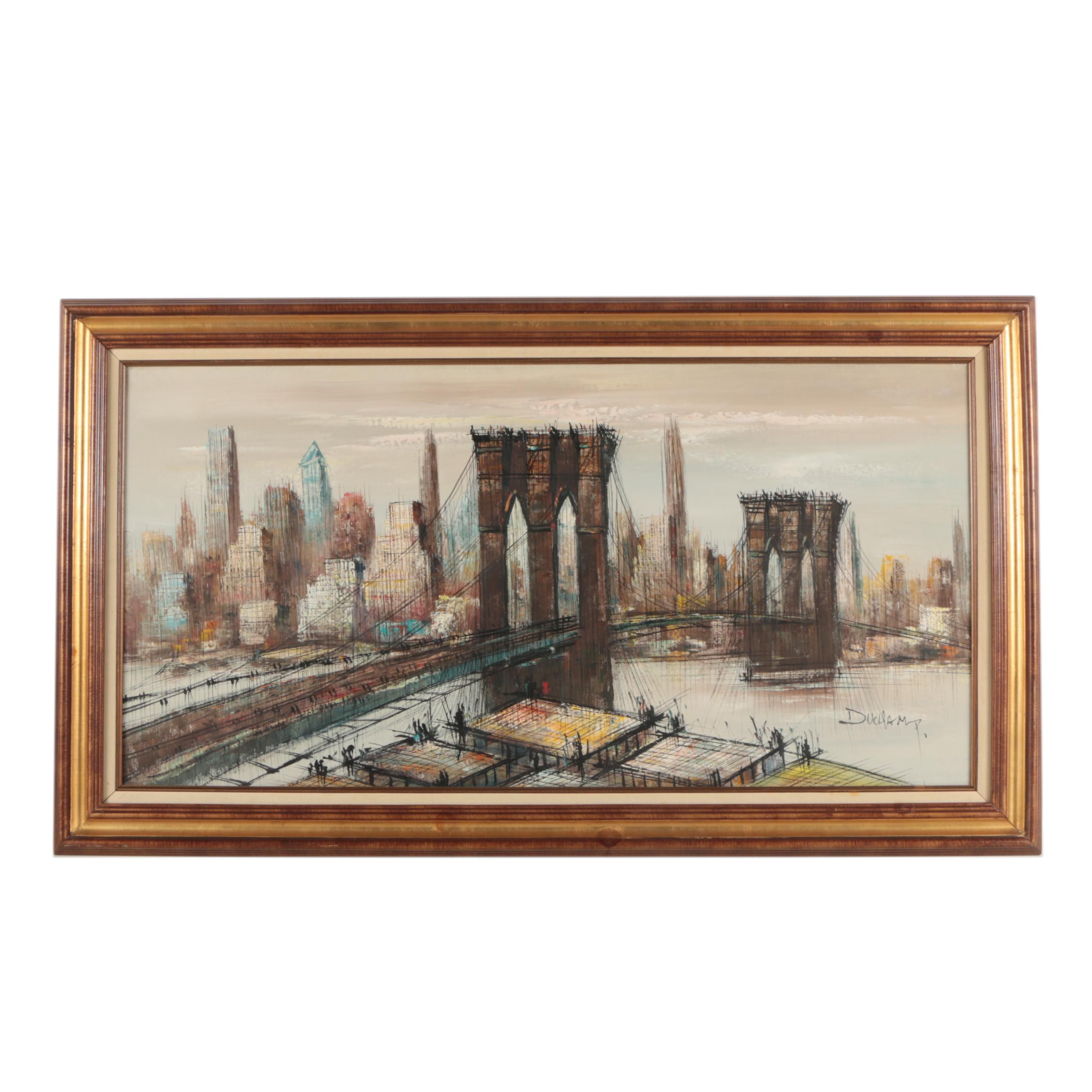 Suzanne Duchamp Oil Painting of Brooklyn Bridge