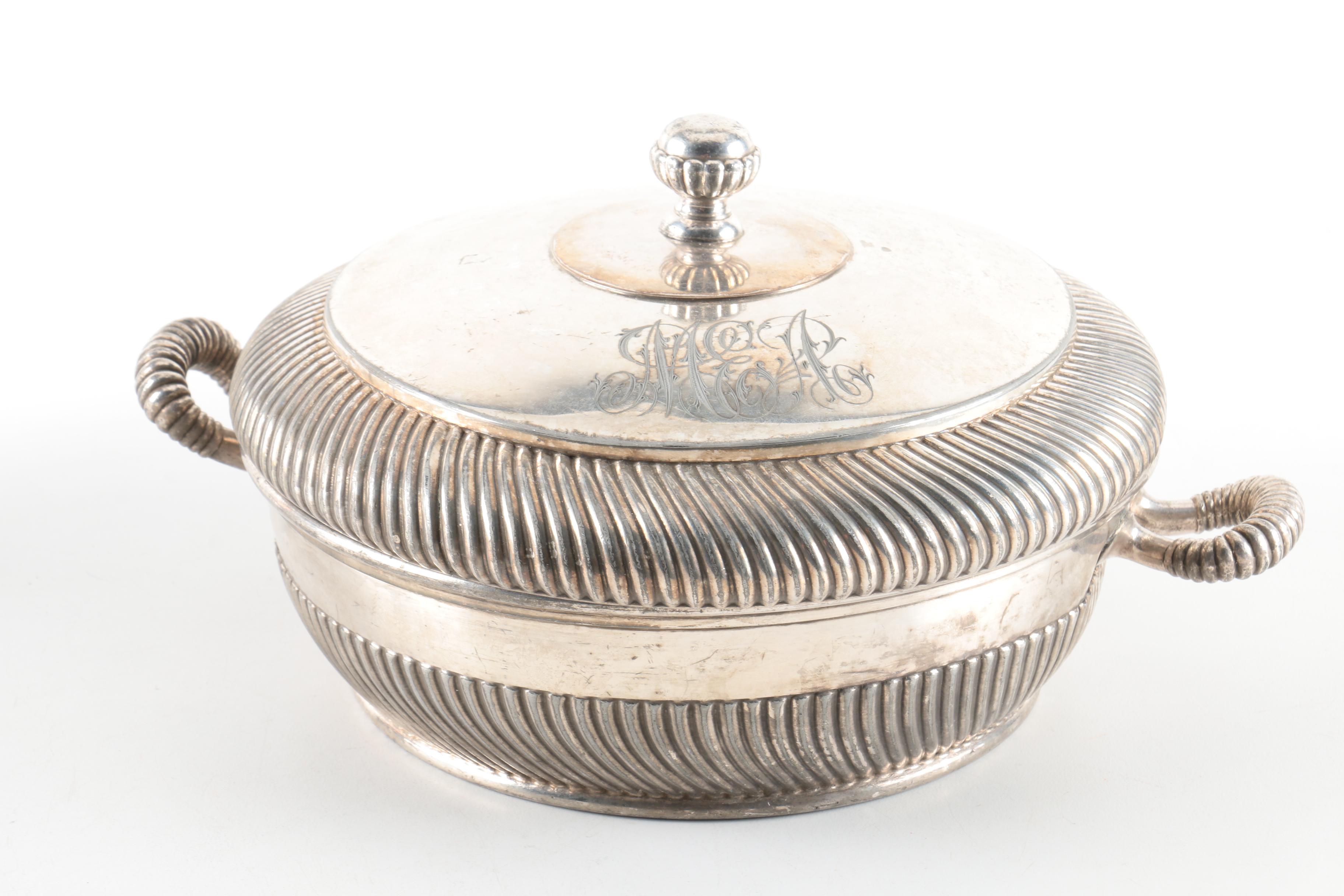 Wilcox Silverplate Co. Silver Plate Lidded Serving Dish and Goblets