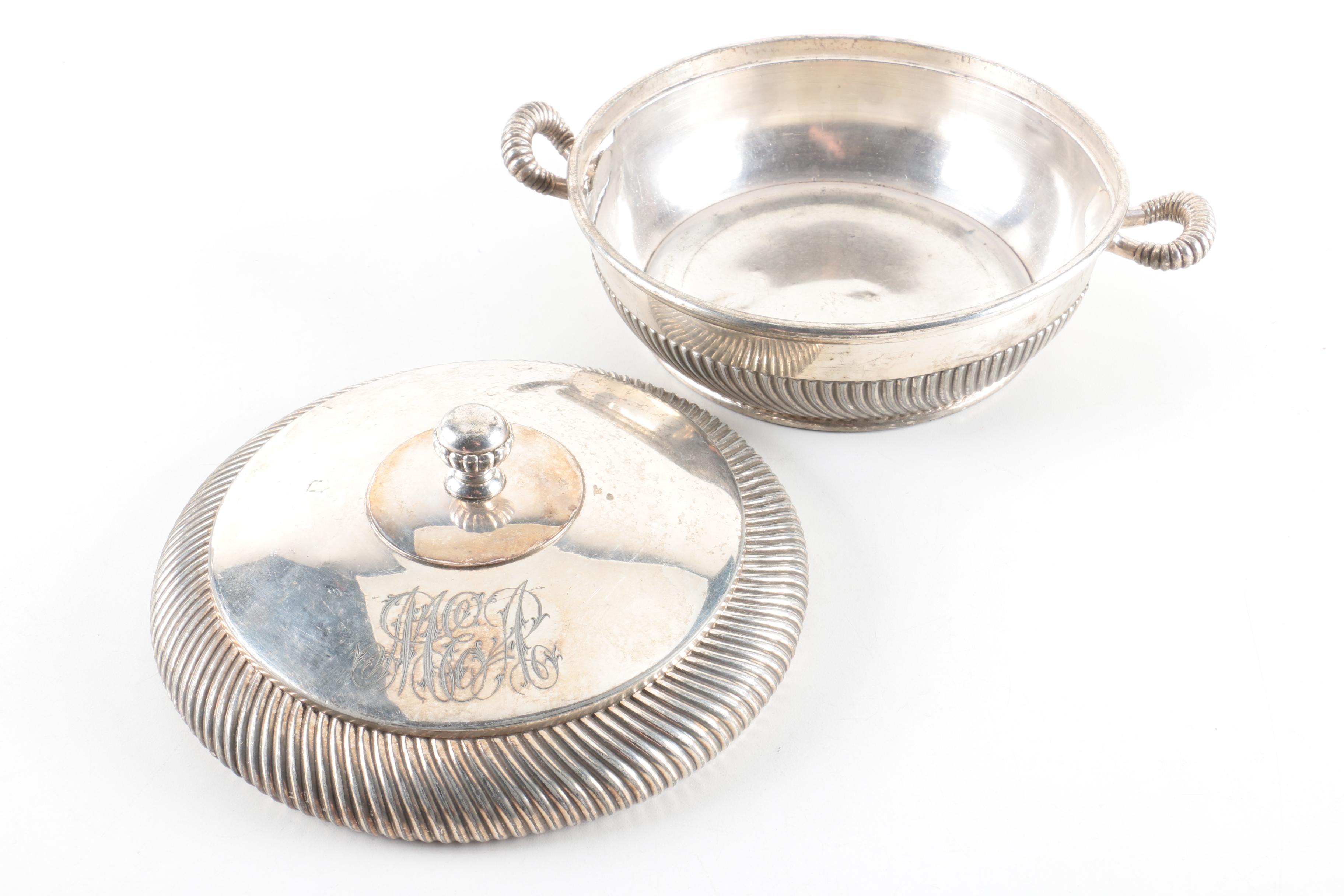 Wilcox Silverplate Co. Silver Plate Lidded Serving Dish and Goblets