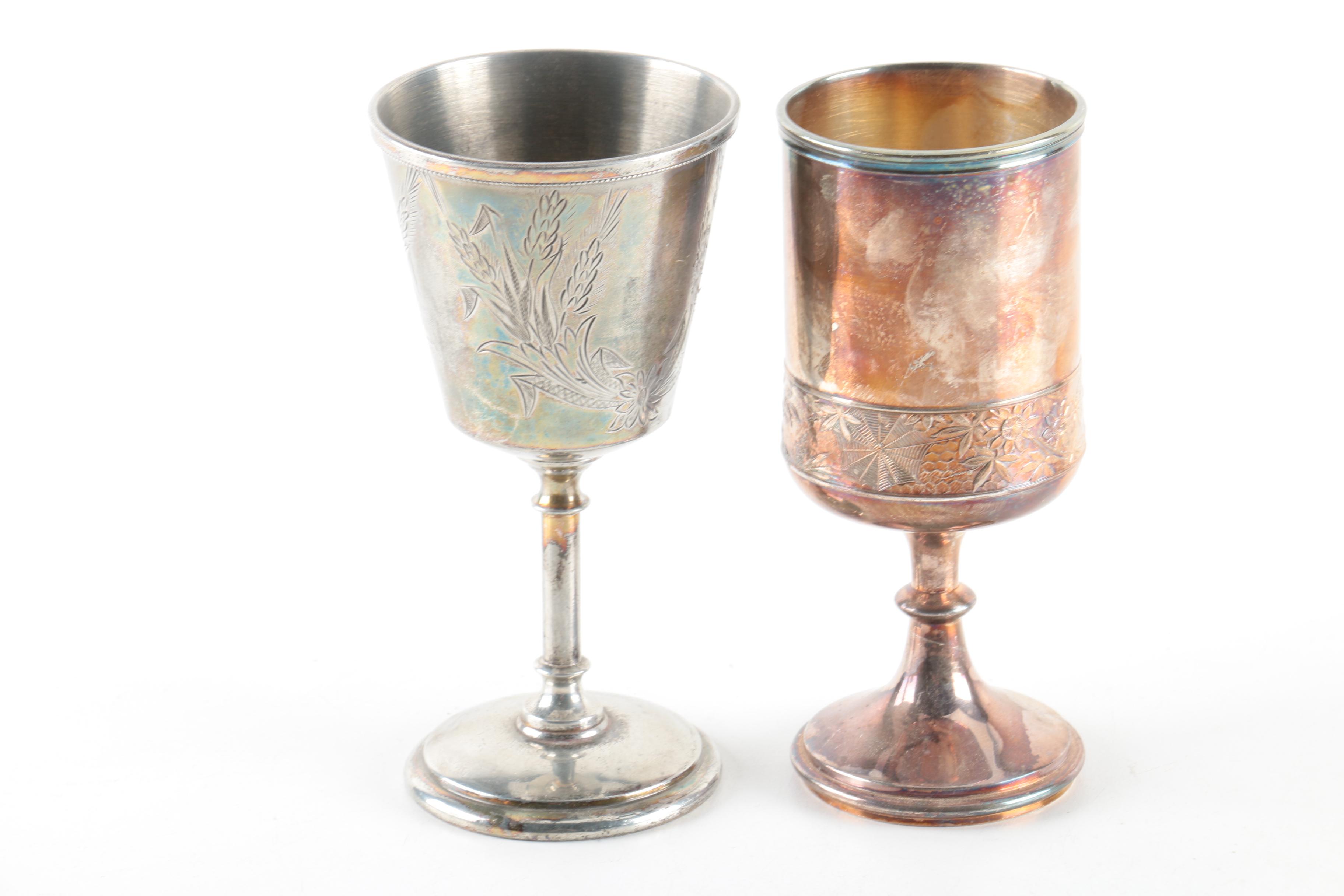 Wilcox Silverplate Co. Silver Plate Lidded Serving Dish and Goblets