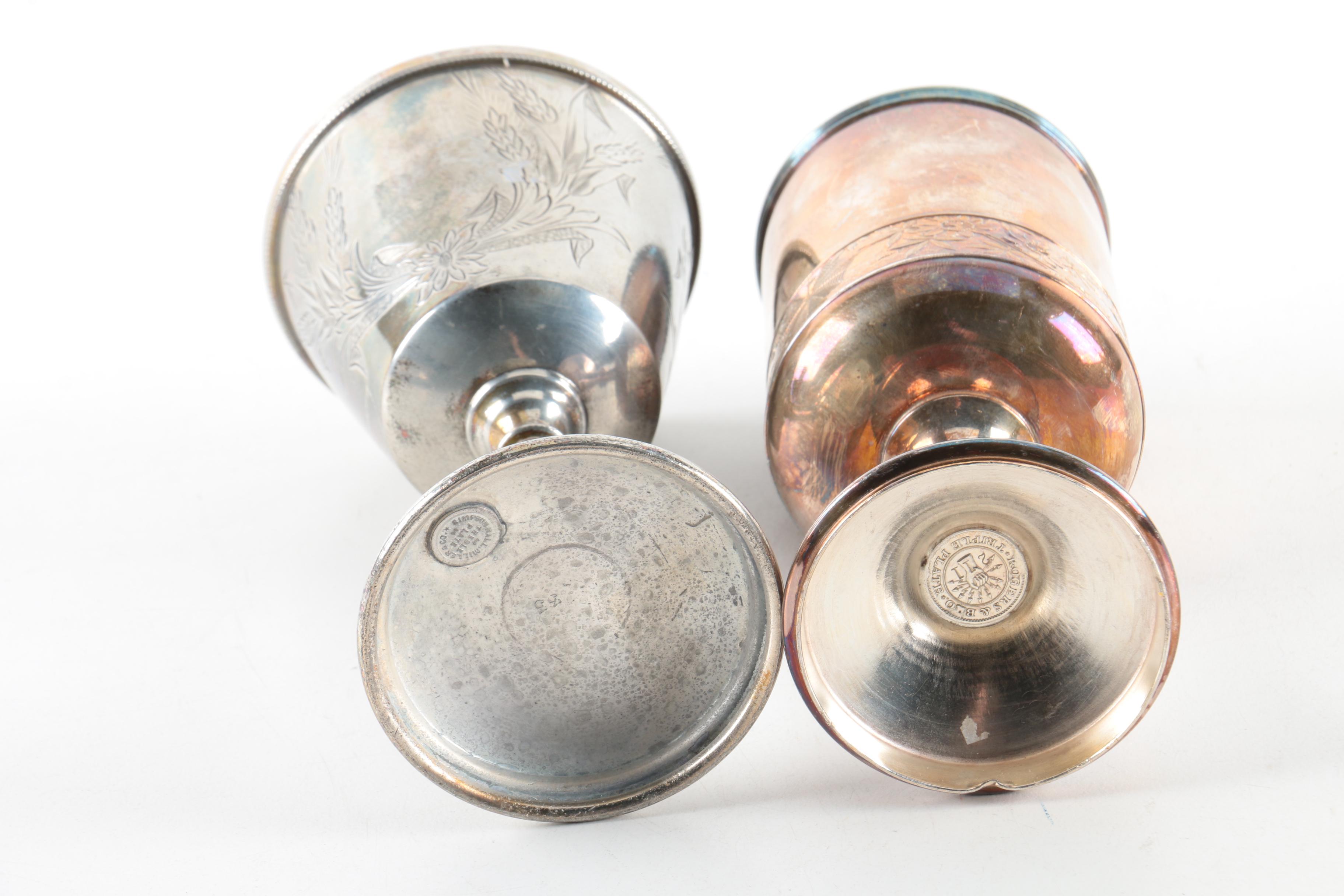 Wilcox Silverplate Co. Silver Plate Lidded Serving Dish and Goblets