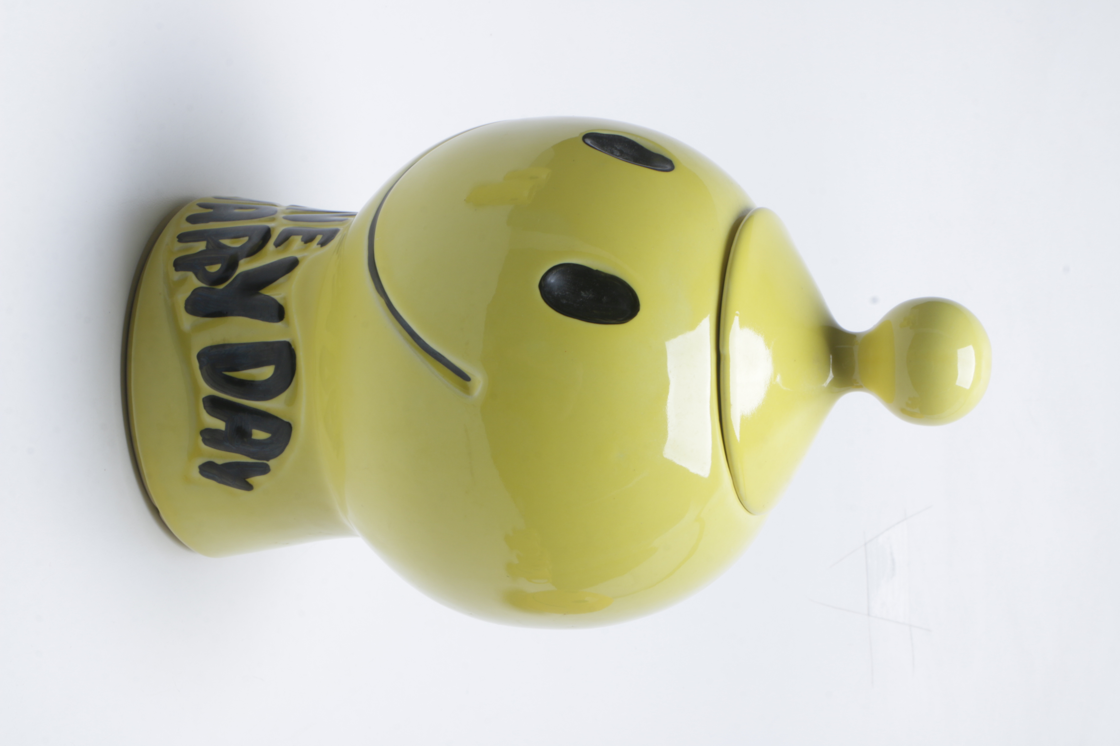 1970s McCoy Pottery "Have a Happy Day" Smiley Face Mugs, Cookie Jar, and Bank