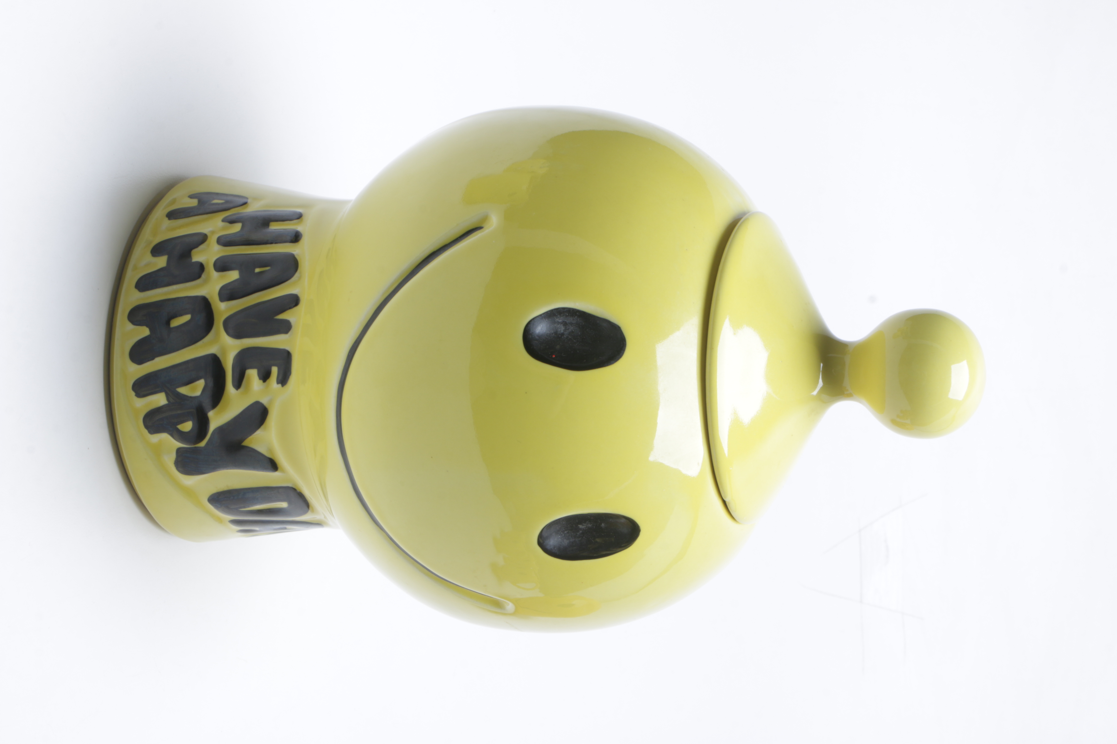 1970s McCoy Pottery "Have a Happy Day" Smiley Face Mugs, Cookie Jar, and Bank