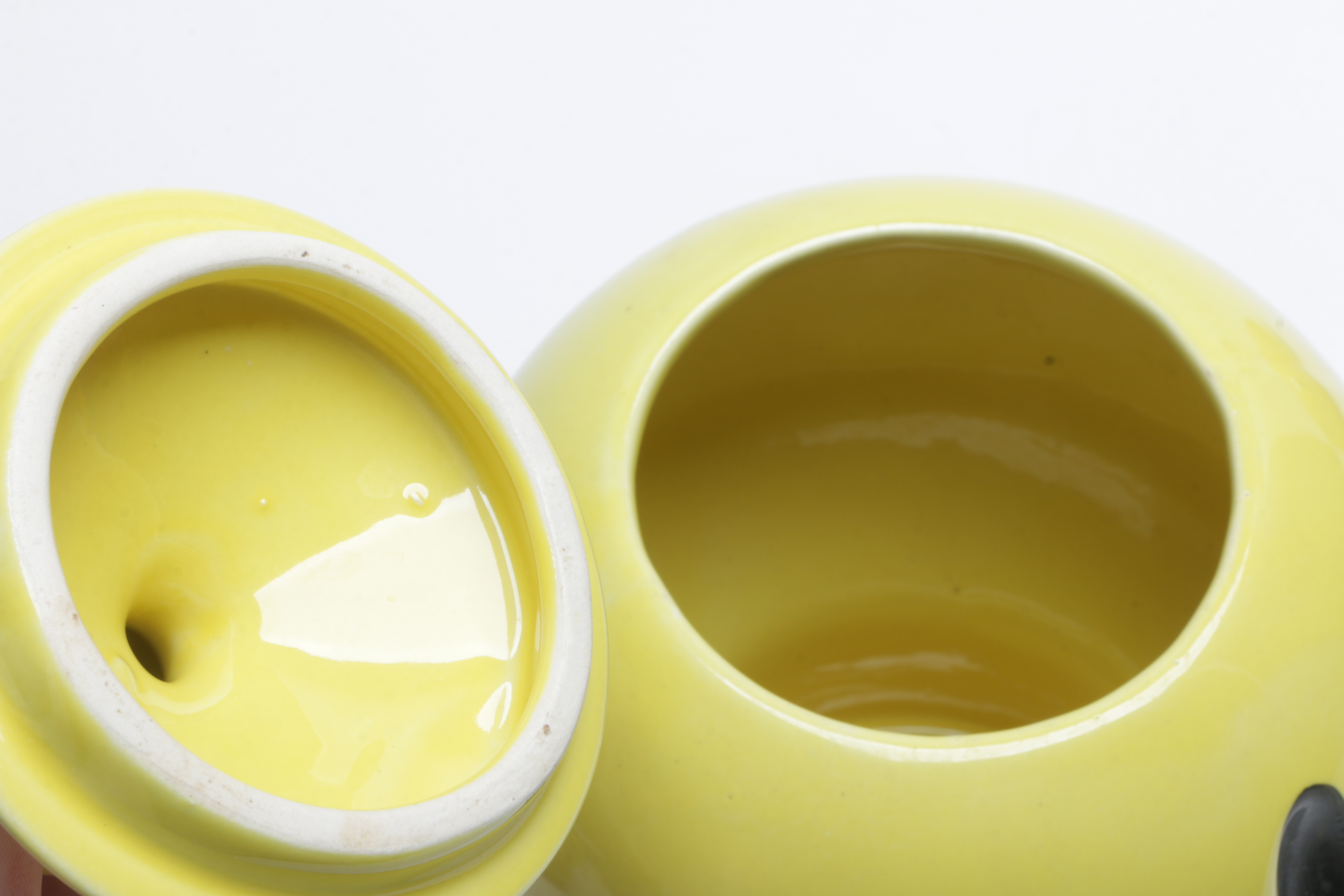 1970s McCoy Pottery "Have a Happy Day" Smiley Face Mugs, Cookie Jar, and Bank