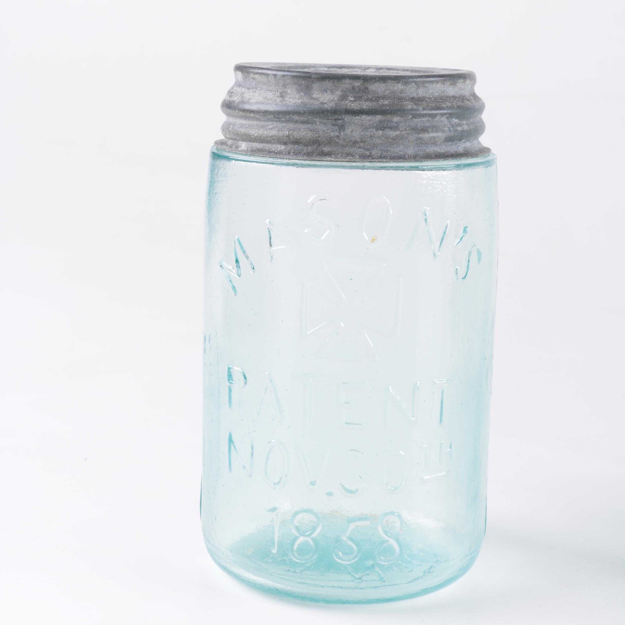 Antique Jars Including Mason's and Ball