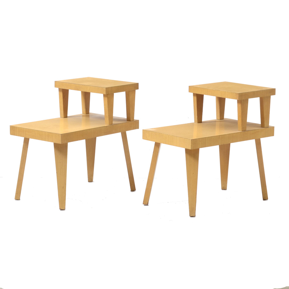 Vintage Mid Century Modern 2-Tier End Tables