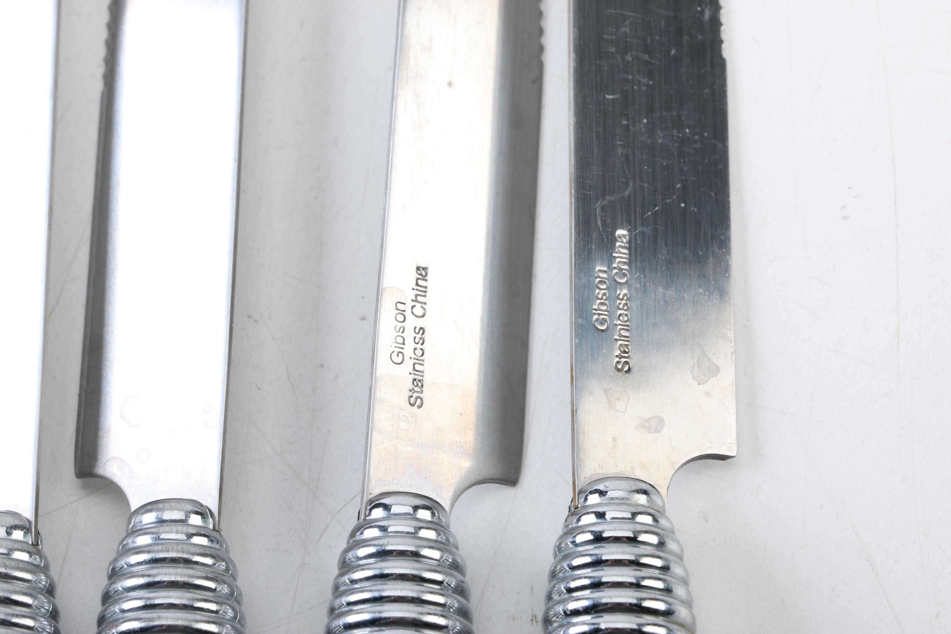 Gibson and Other Stainless Steel Flatware with Plastic Handles