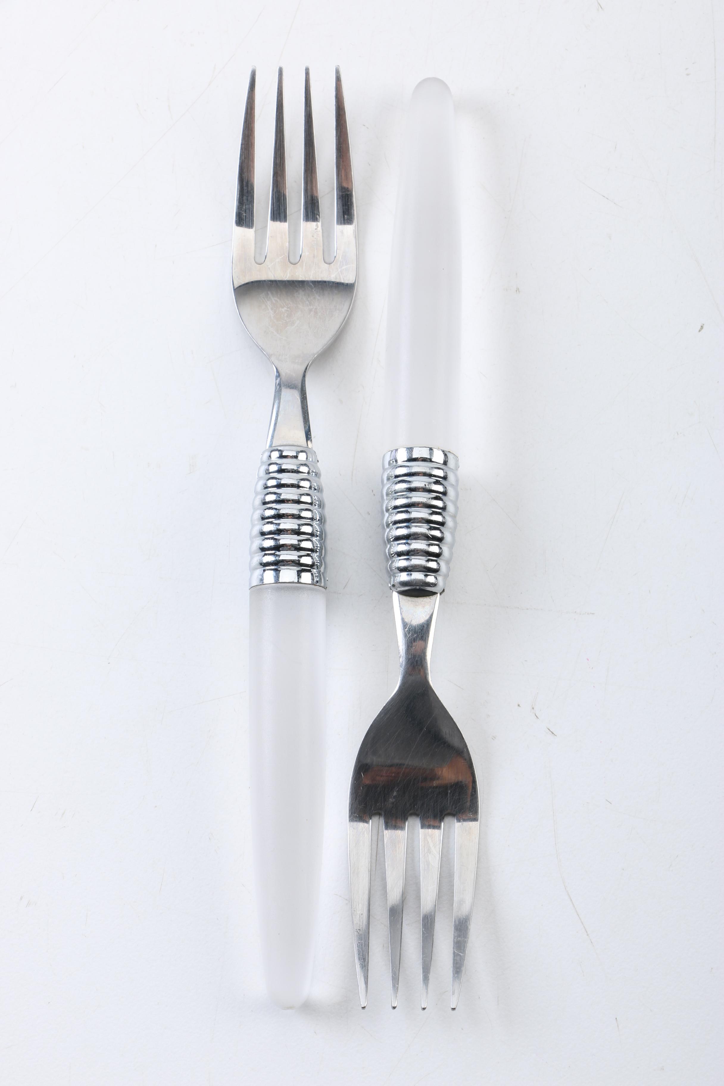 Gibson and Other Stainless Steel Flatware with Plastic Handles