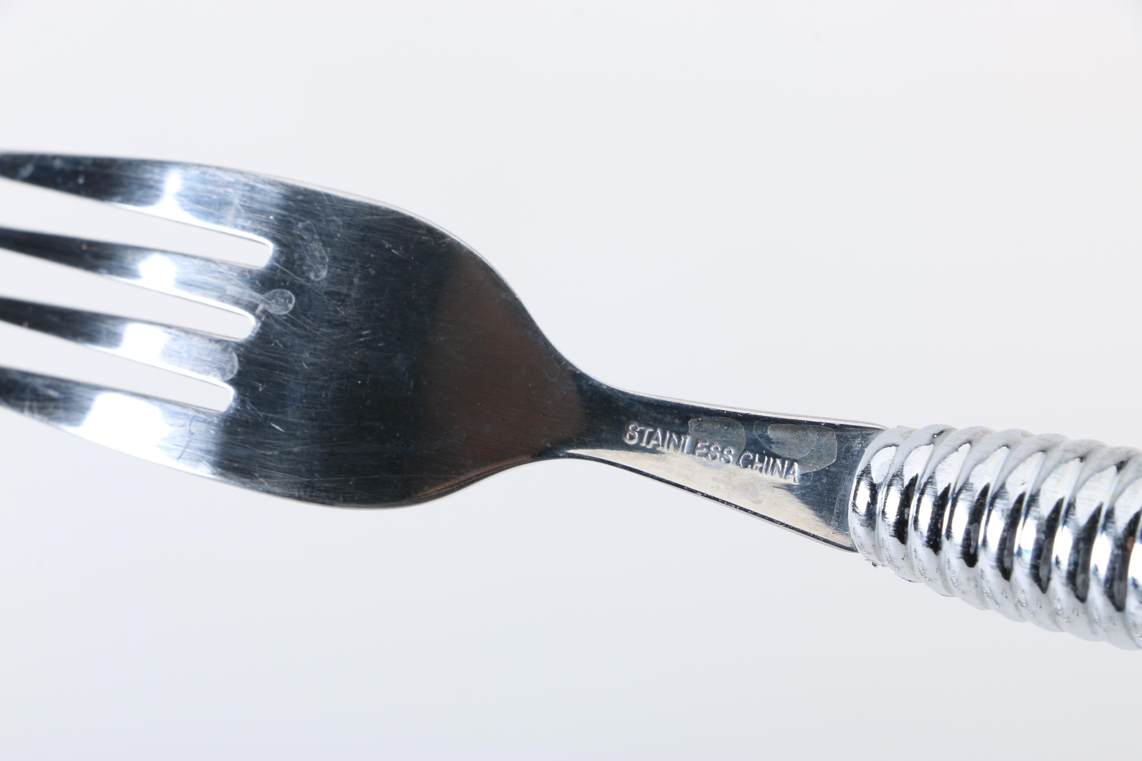 Gibson and Other Stainless Steel Flatware with Plastic Handles