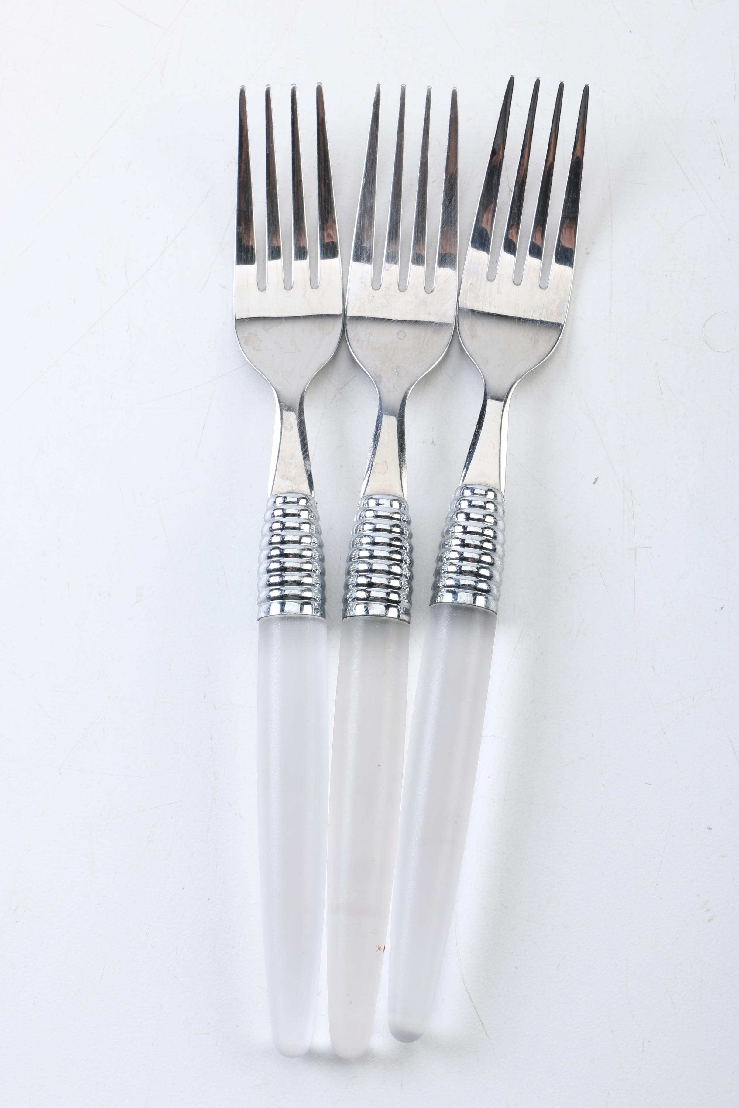 Gibson and Other Stainless Steel Flatware with Plastic Handles