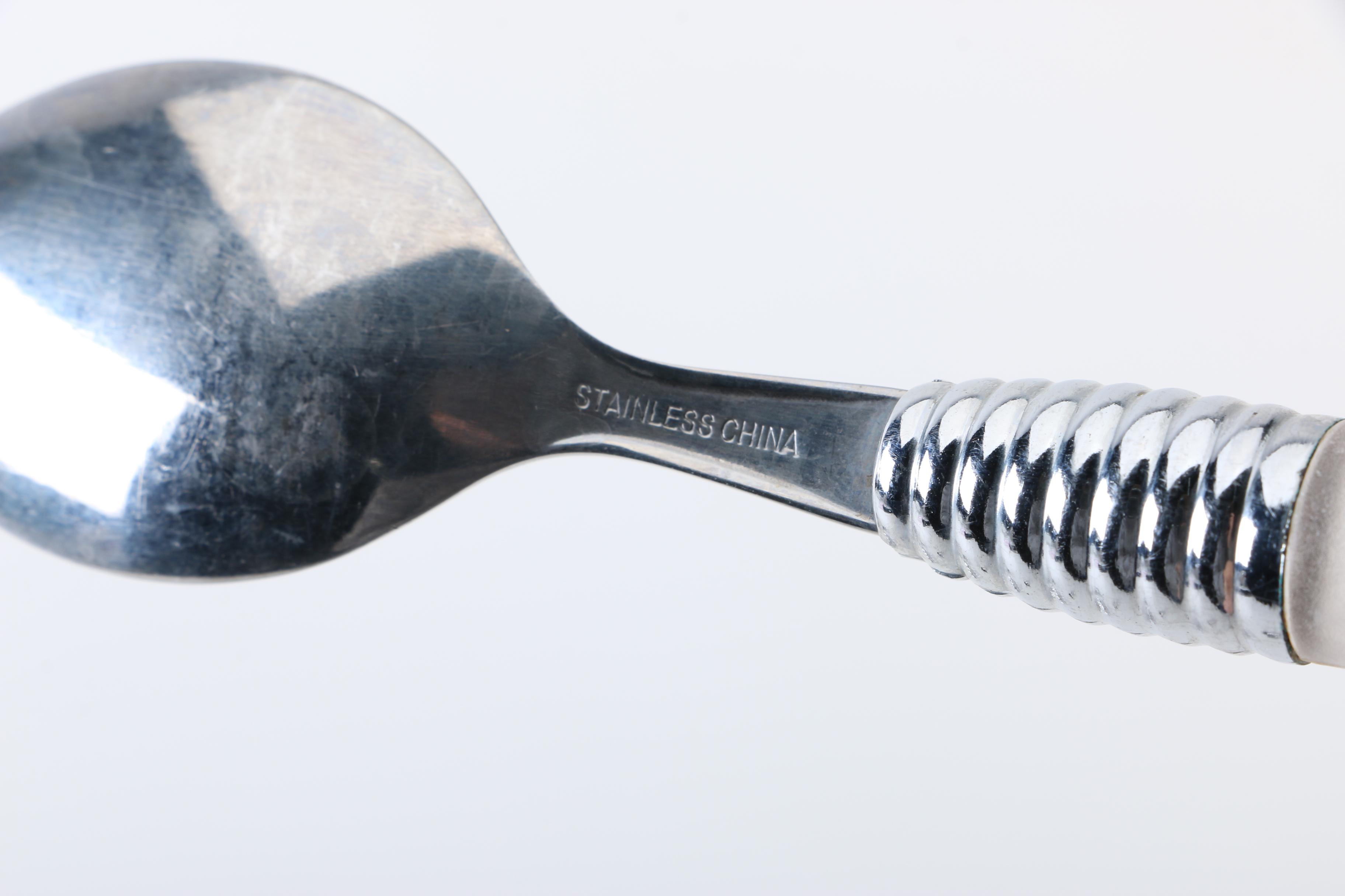 Gibson and Other Stainless Steel Flatware with Plastic Handles