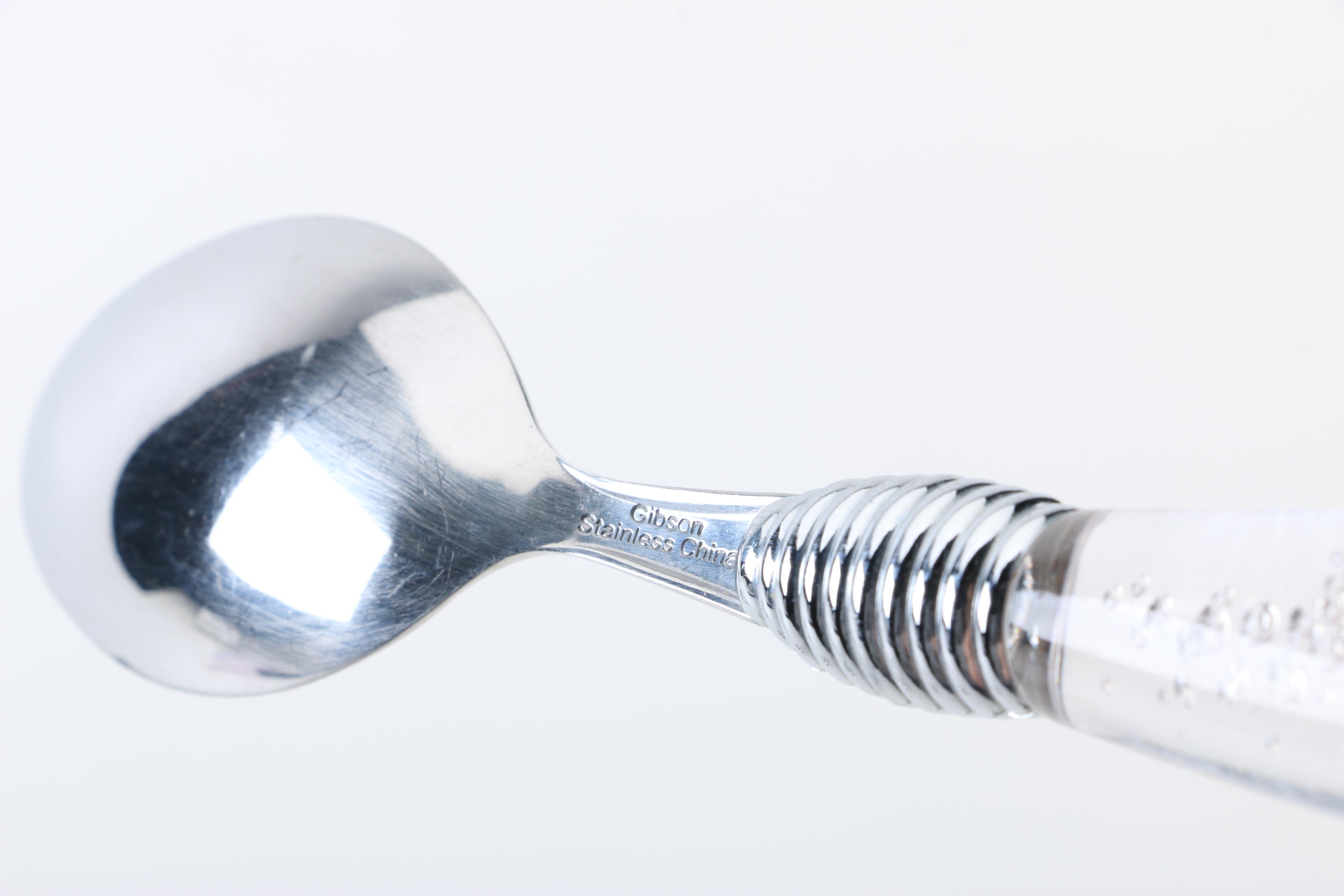 Gibson and Other Stainless Steel Flatware with Plastic Handles