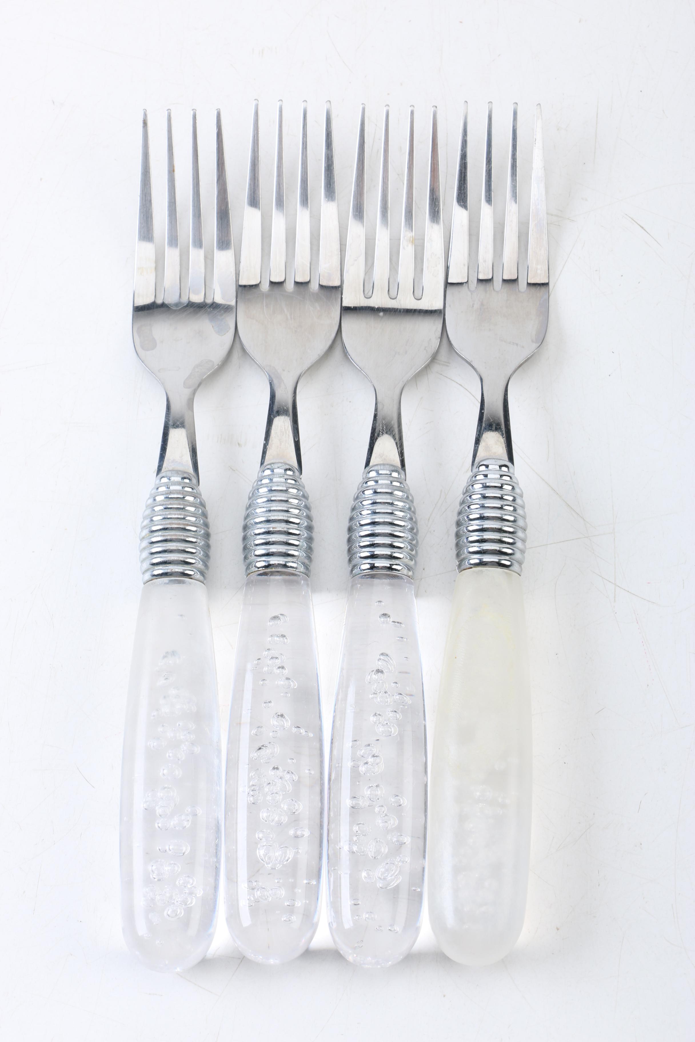 Gibson and Other Stainless Steel Flatware with Plastic Handles EBTH