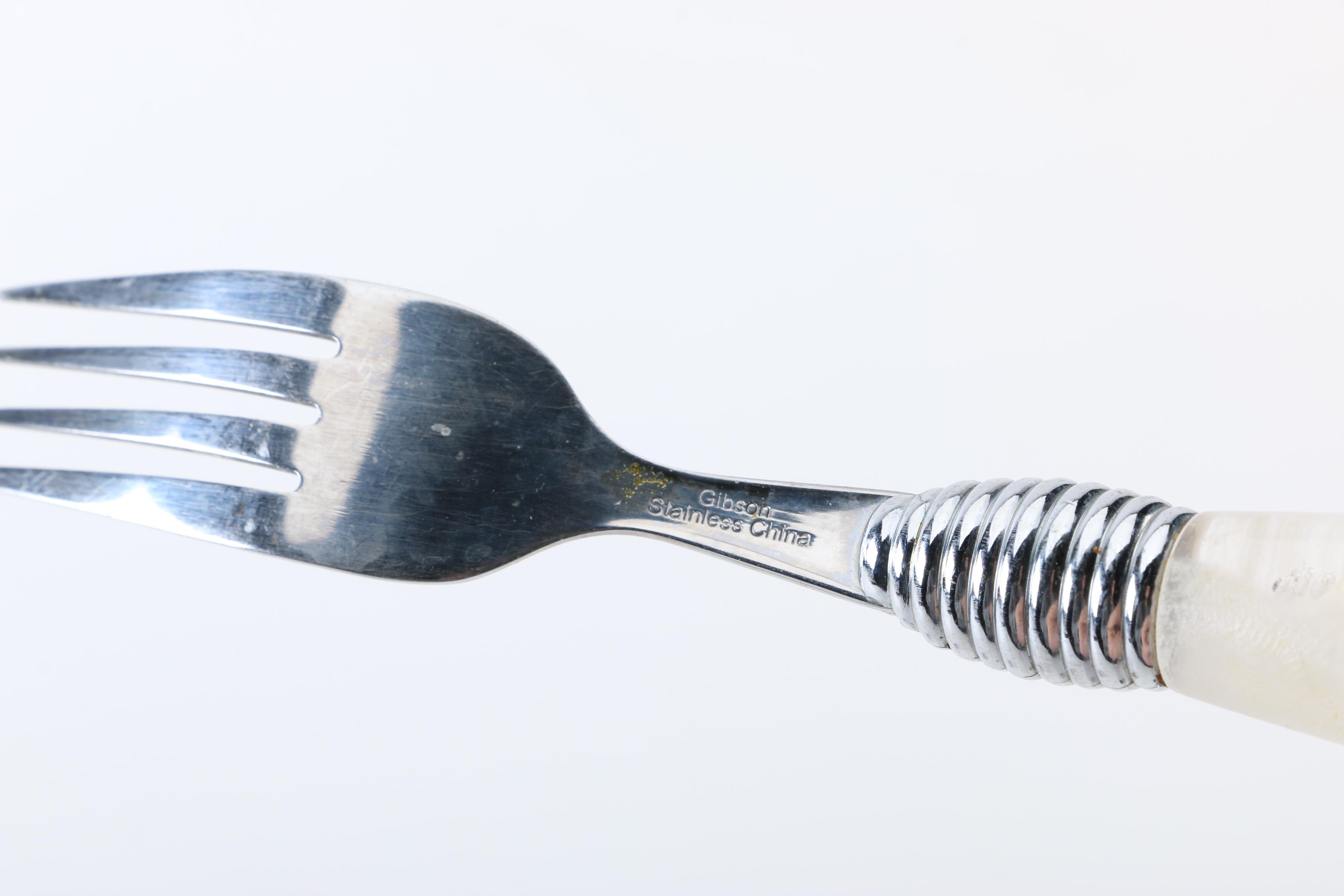 Gibson and Other Stainless Steel Flatware with Plastic Handles