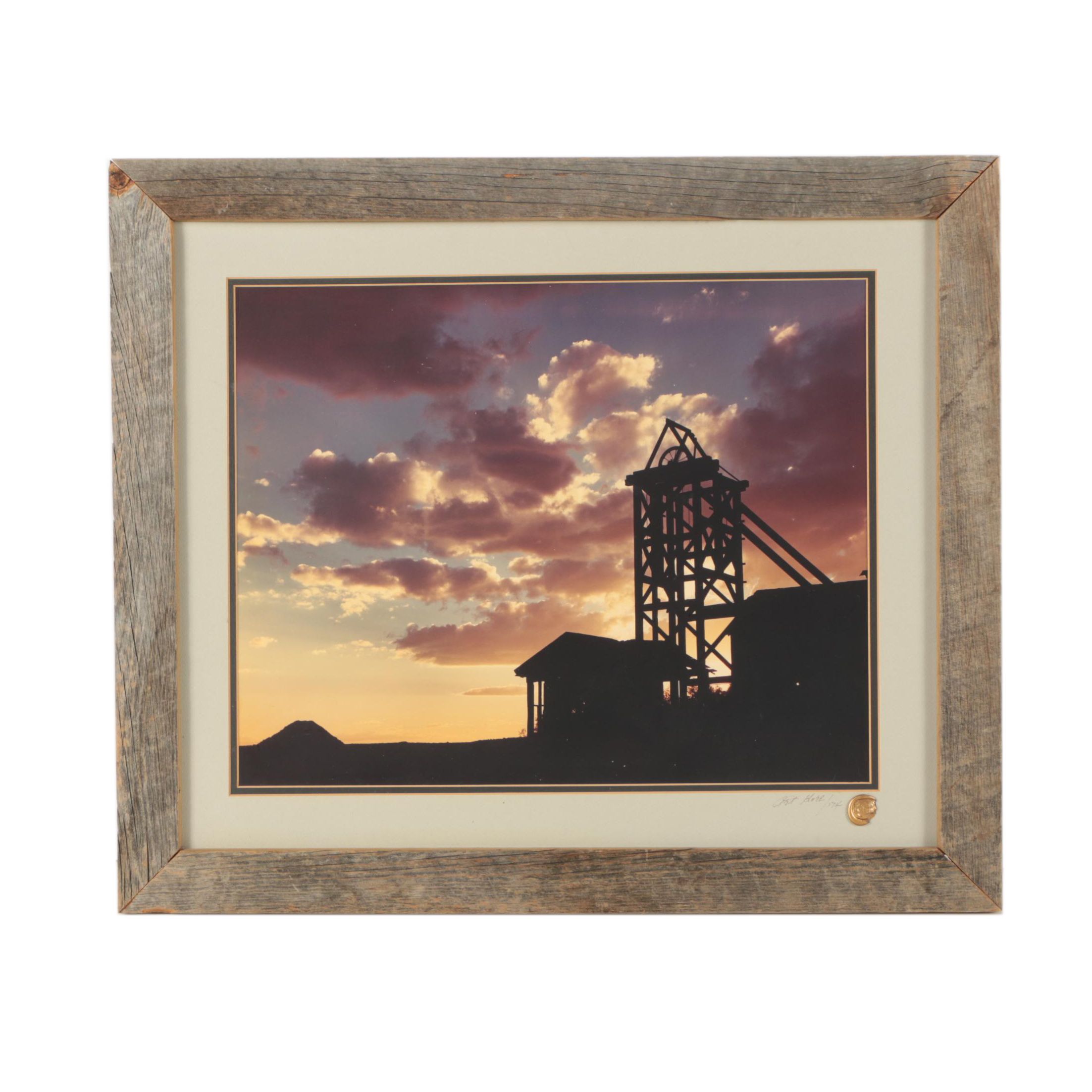 Art Gore 1974 Color Photograph of Rural Factory at Twilight