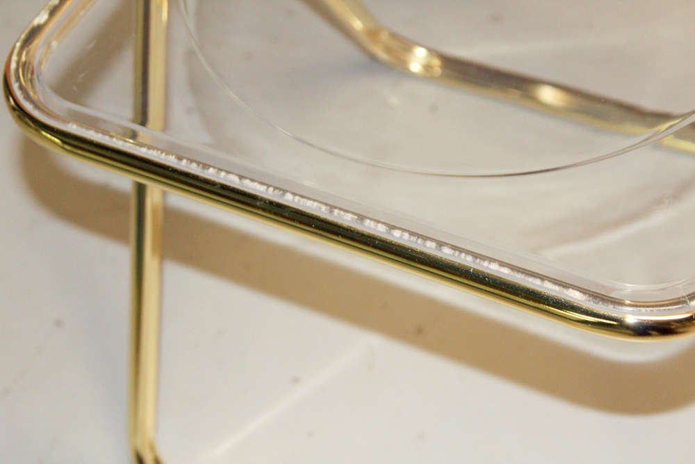 Clear Acrylic and Gold Metal Folding Chairs