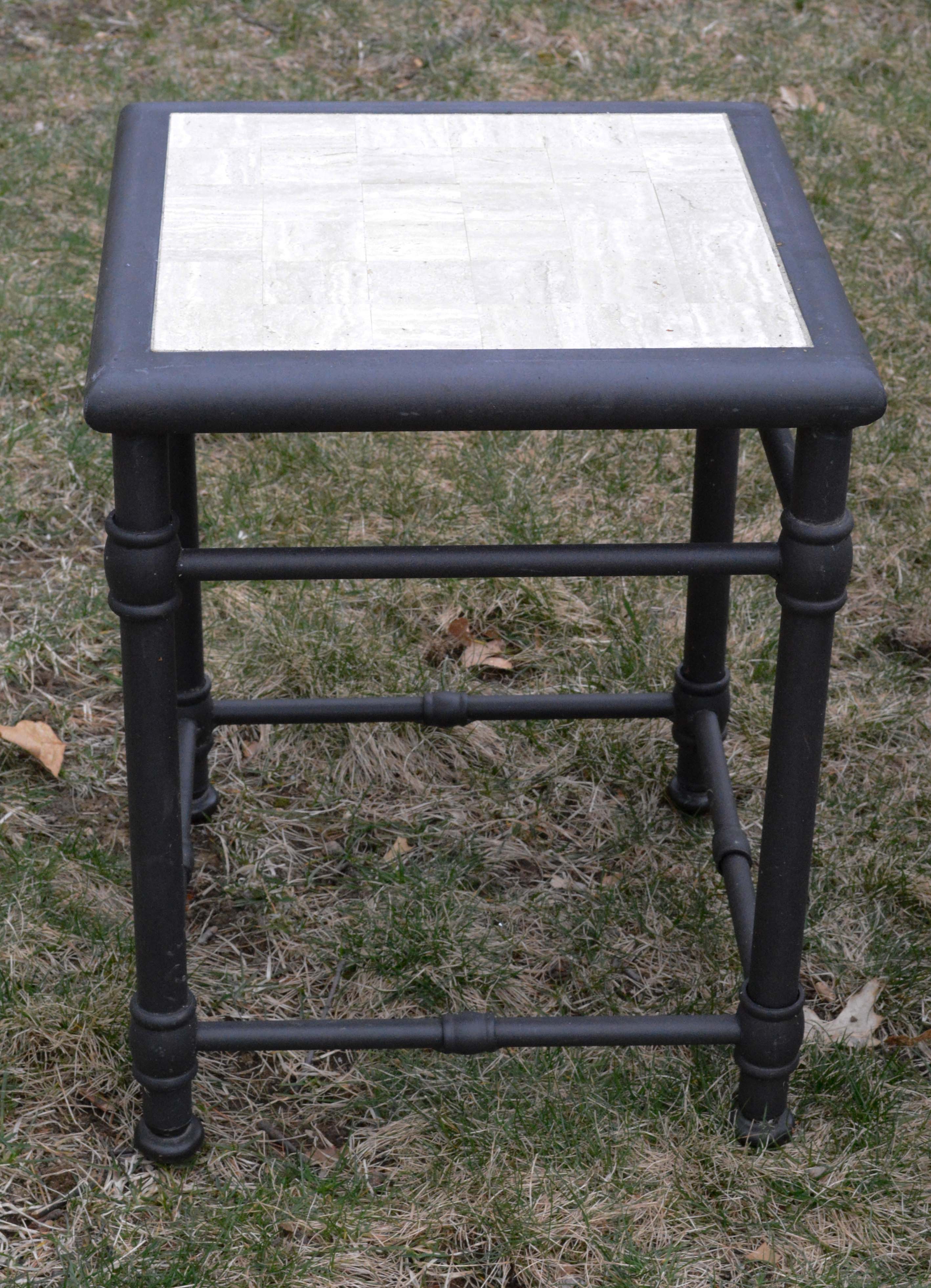 Metal Patio Armchairs with Side Table