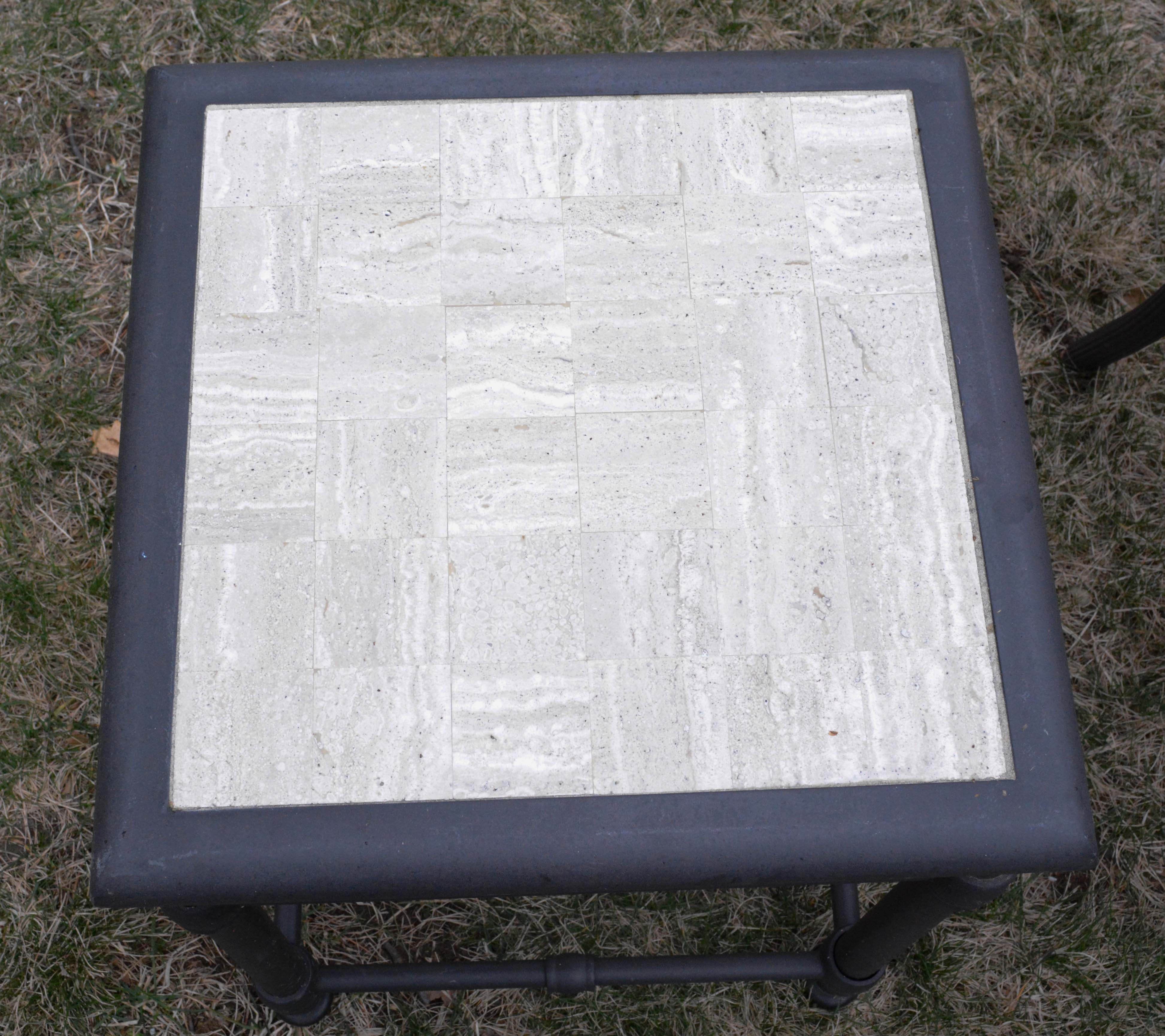 Metal Patio Armchairs with Side Table