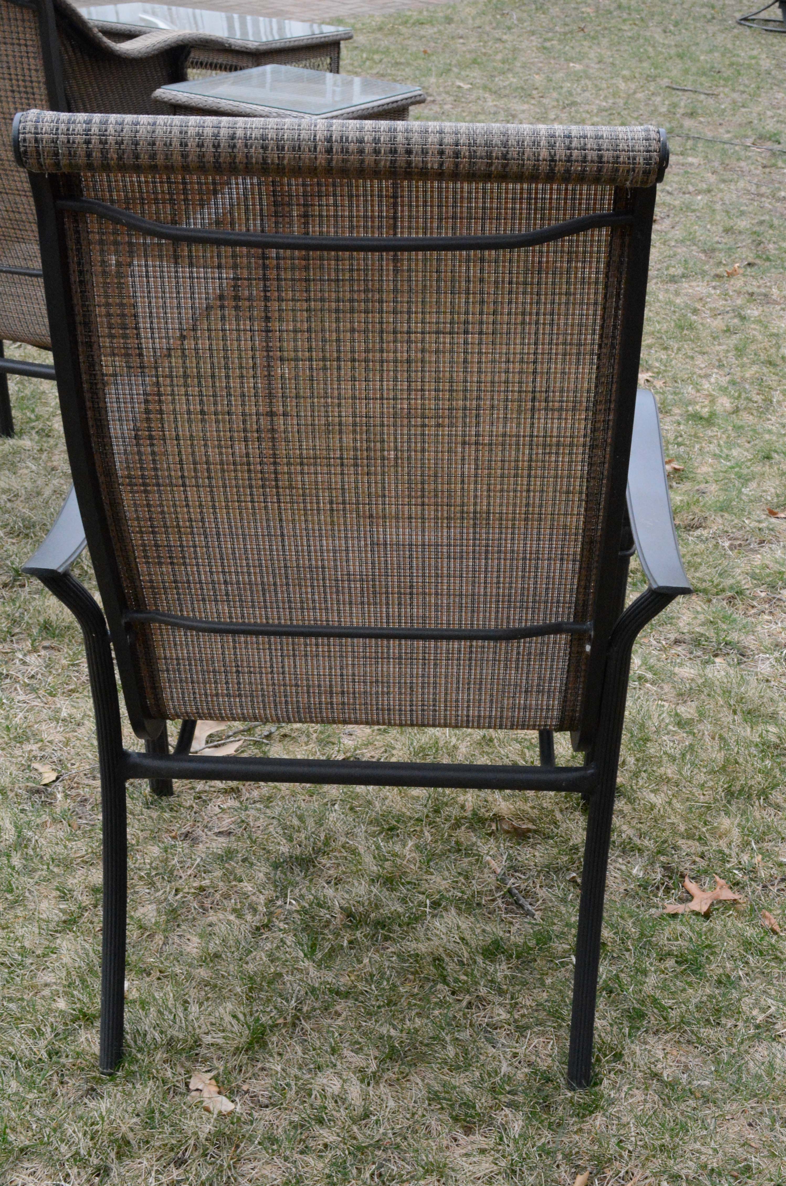 Metal Patio Armchairs with Side Table