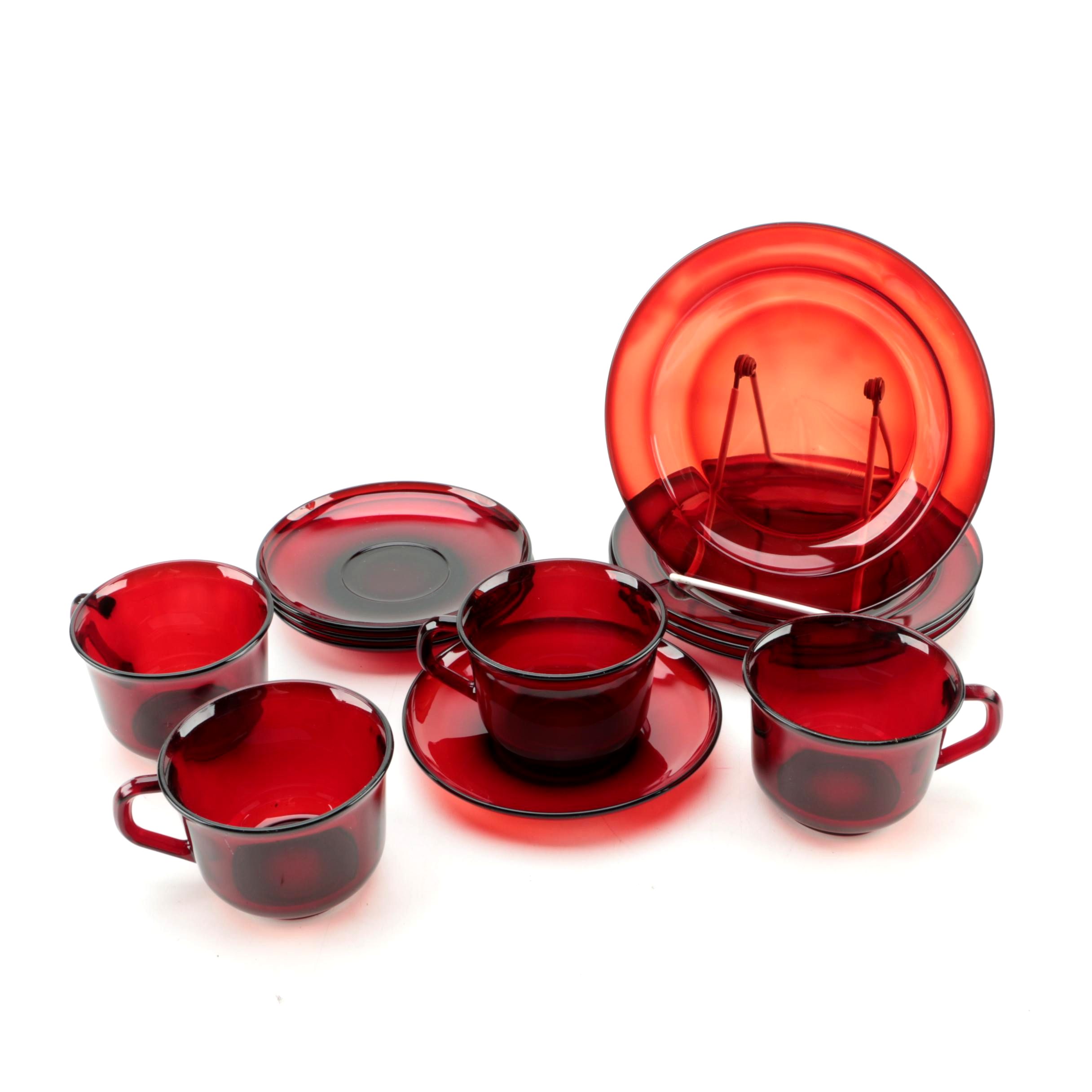 Glcoloc France Red Glass Dinnerware