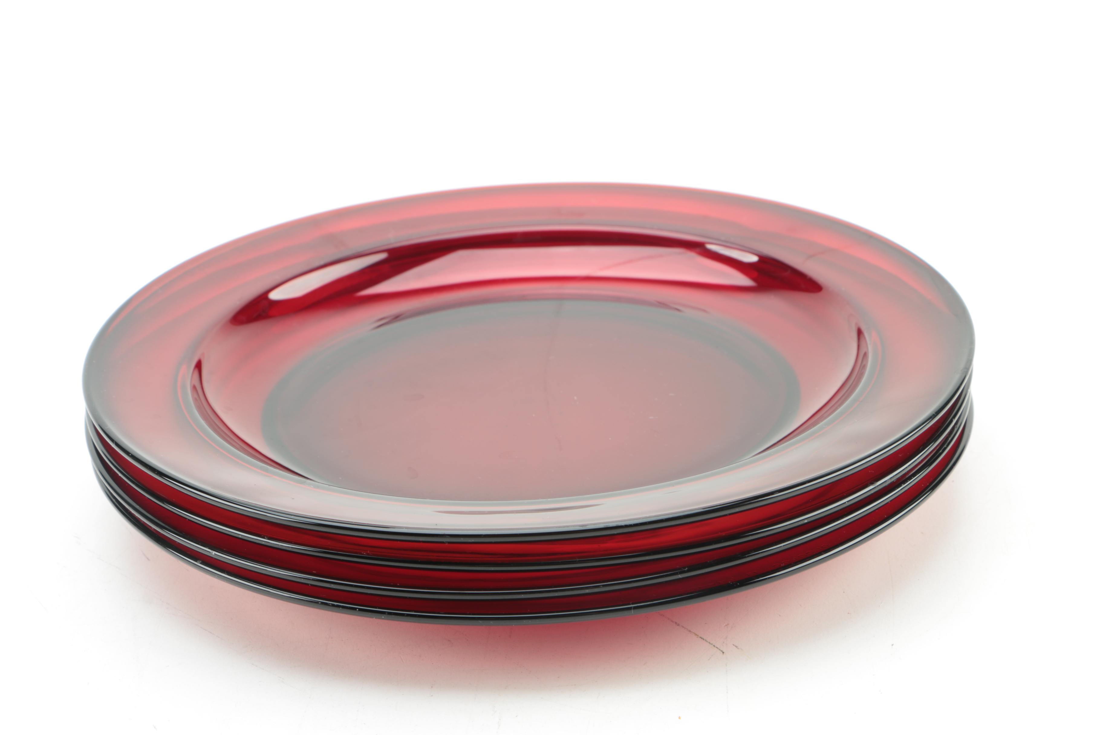 Glcoloc France Red Glass Dinnerware